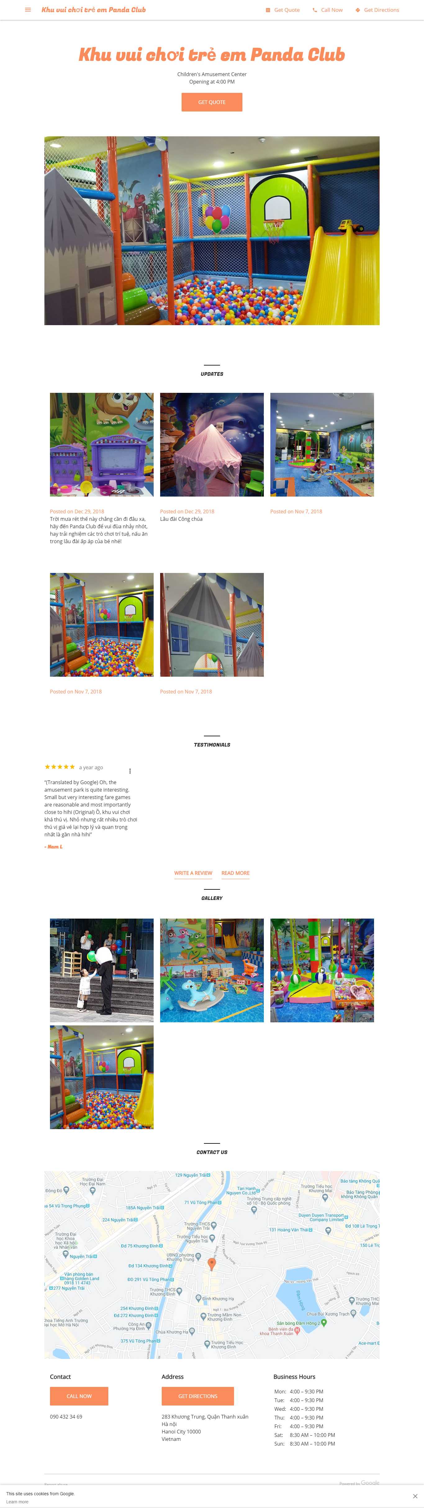 Thiết kế trang Web khu vui chơi - khu-vui-choi-tre-panda-club.business.site