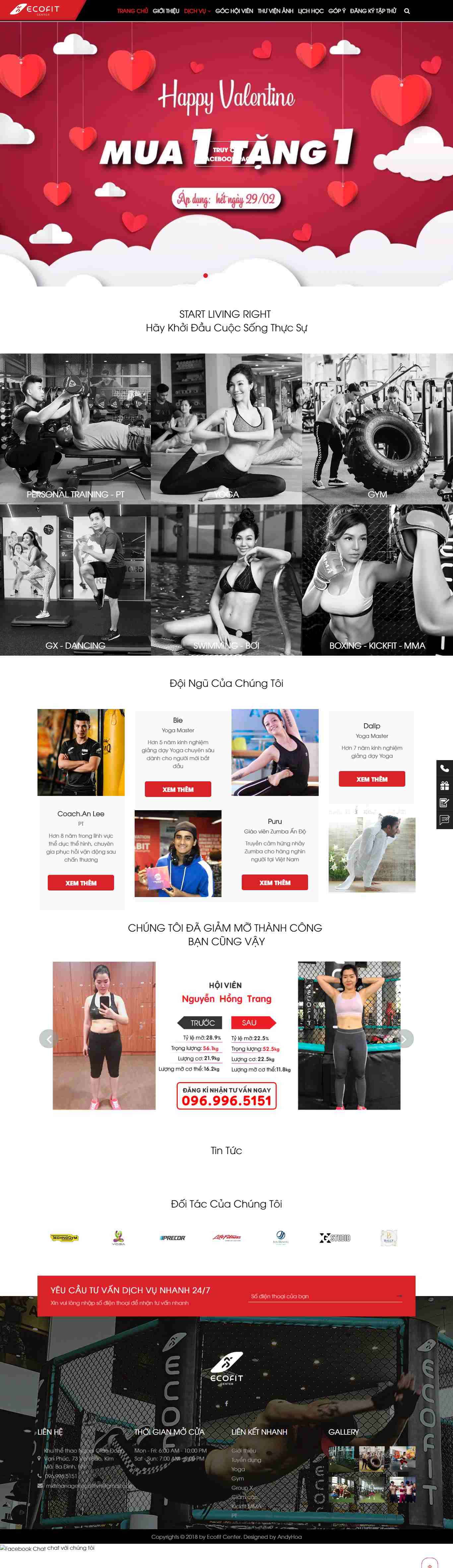 Thiết kế trang Web phòng tập yoga - www.ecofit.vn