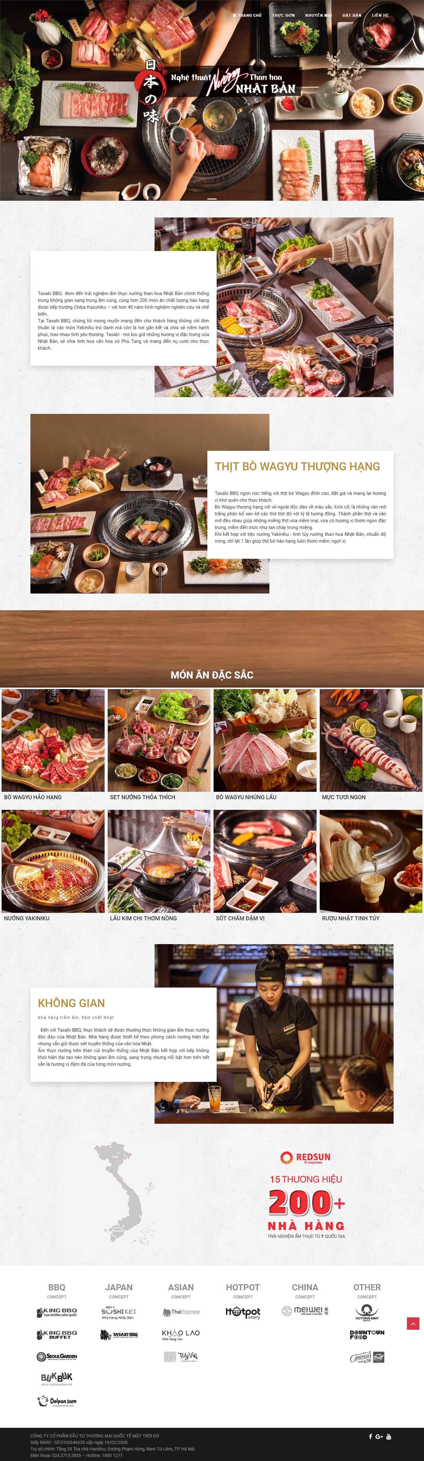 Thiết kế trang Web nhà hàng lẩu nướng - tasaki.com.vn