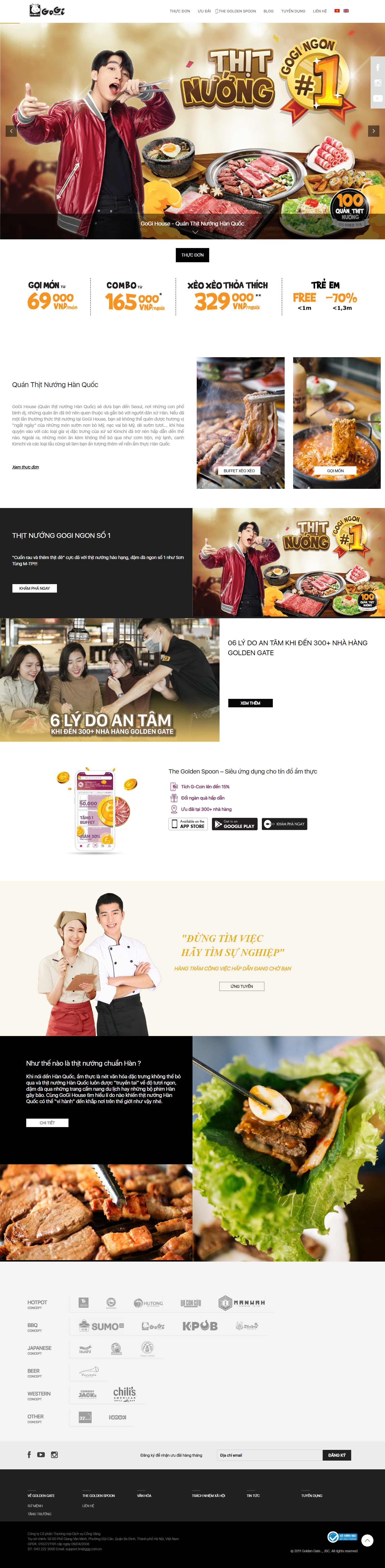 Thiết kế trang Web nhà hàng lẩu nướng - gogi.com.vn