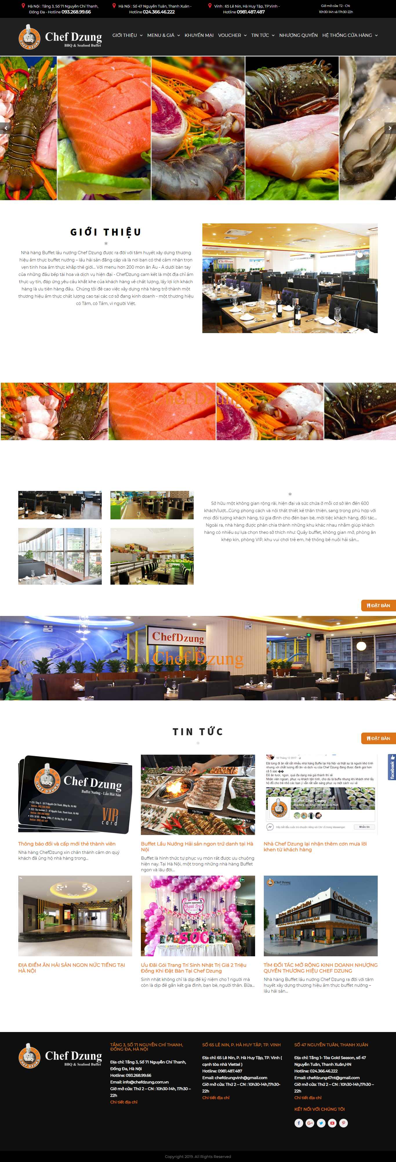 Thiết kế trang Web nhà hàng lẩu nướng - chefdzung.com.vn
