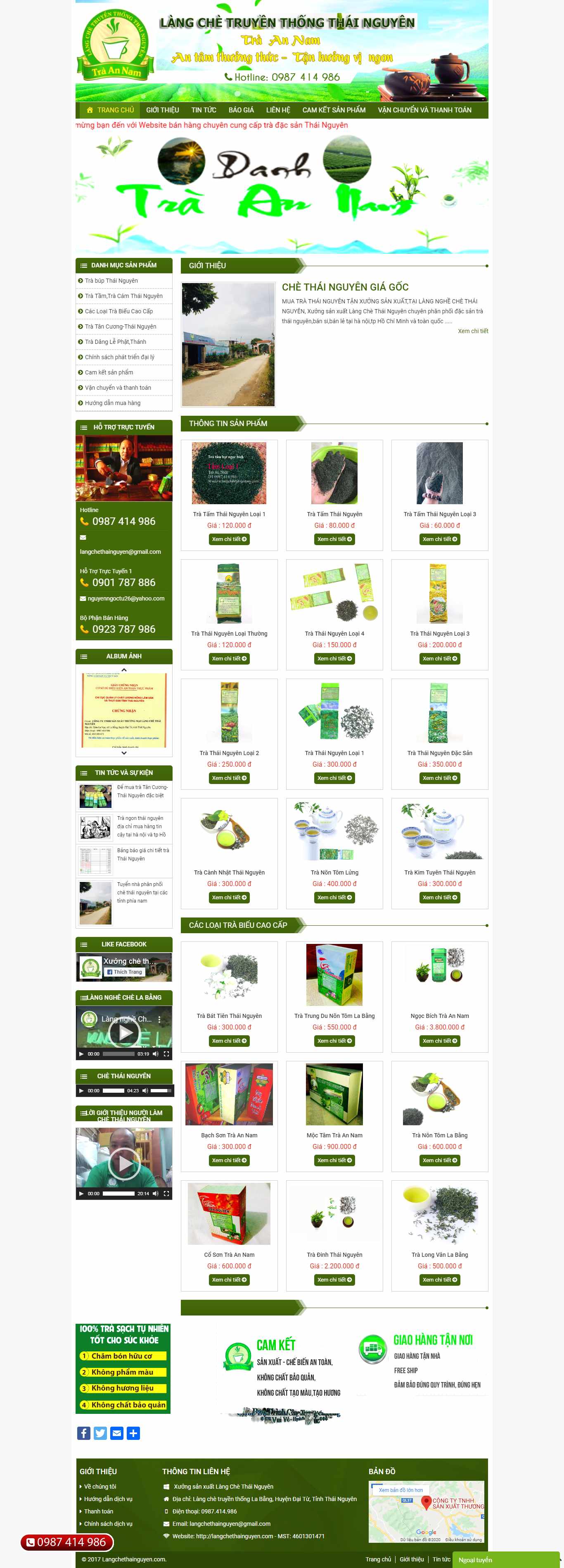 Thiết kế trang Web chè thái nguyên - langchethainguyen.com