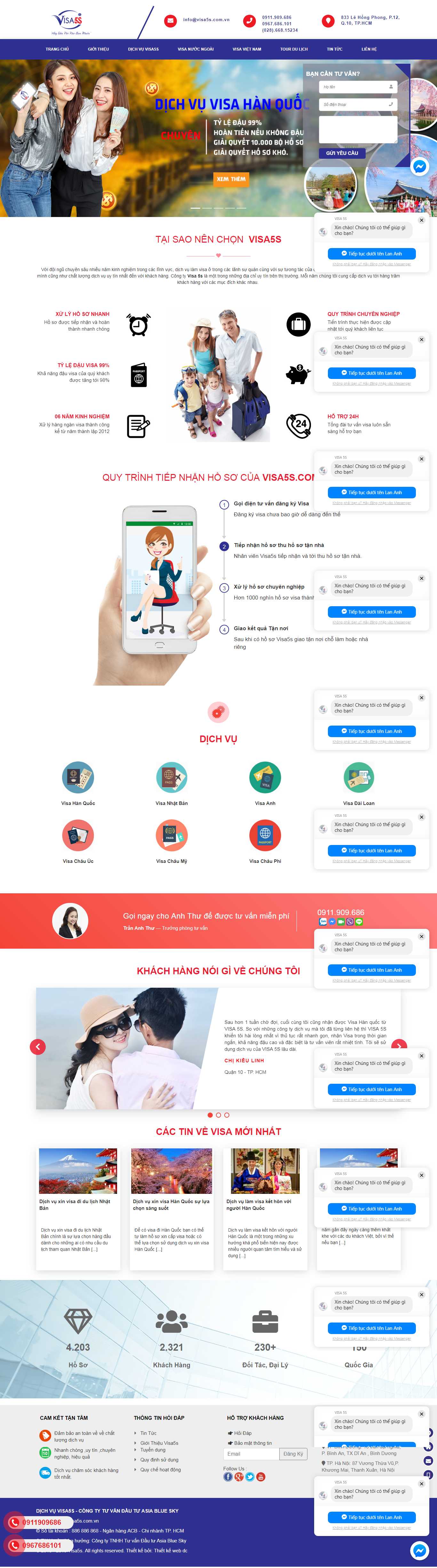 Thiết kế trang Web xuất nhập cảnh - visa5s.com.vn