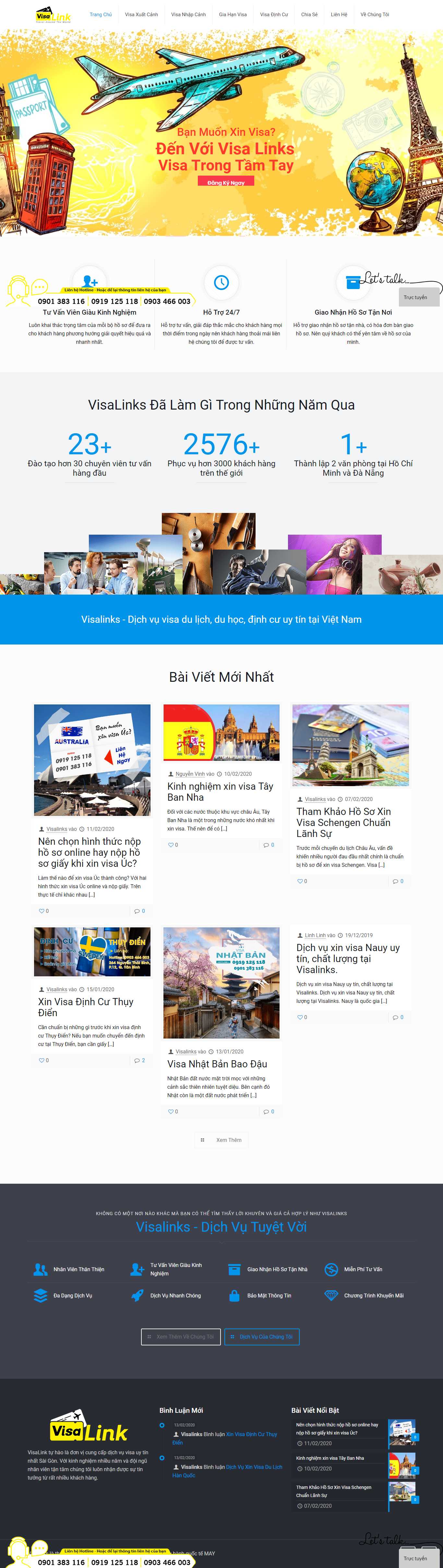 Thiết kế trang Web xuất nhập cảnh - visalinks.com.vn