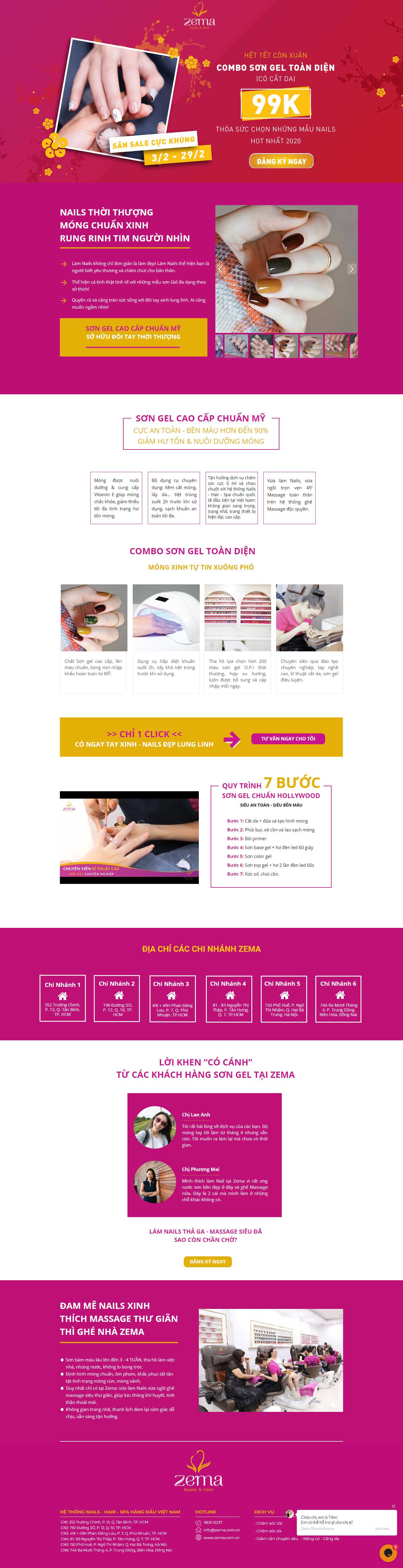 Thiết kế trang Web tiệm nails - combonail99.zema.com.vn