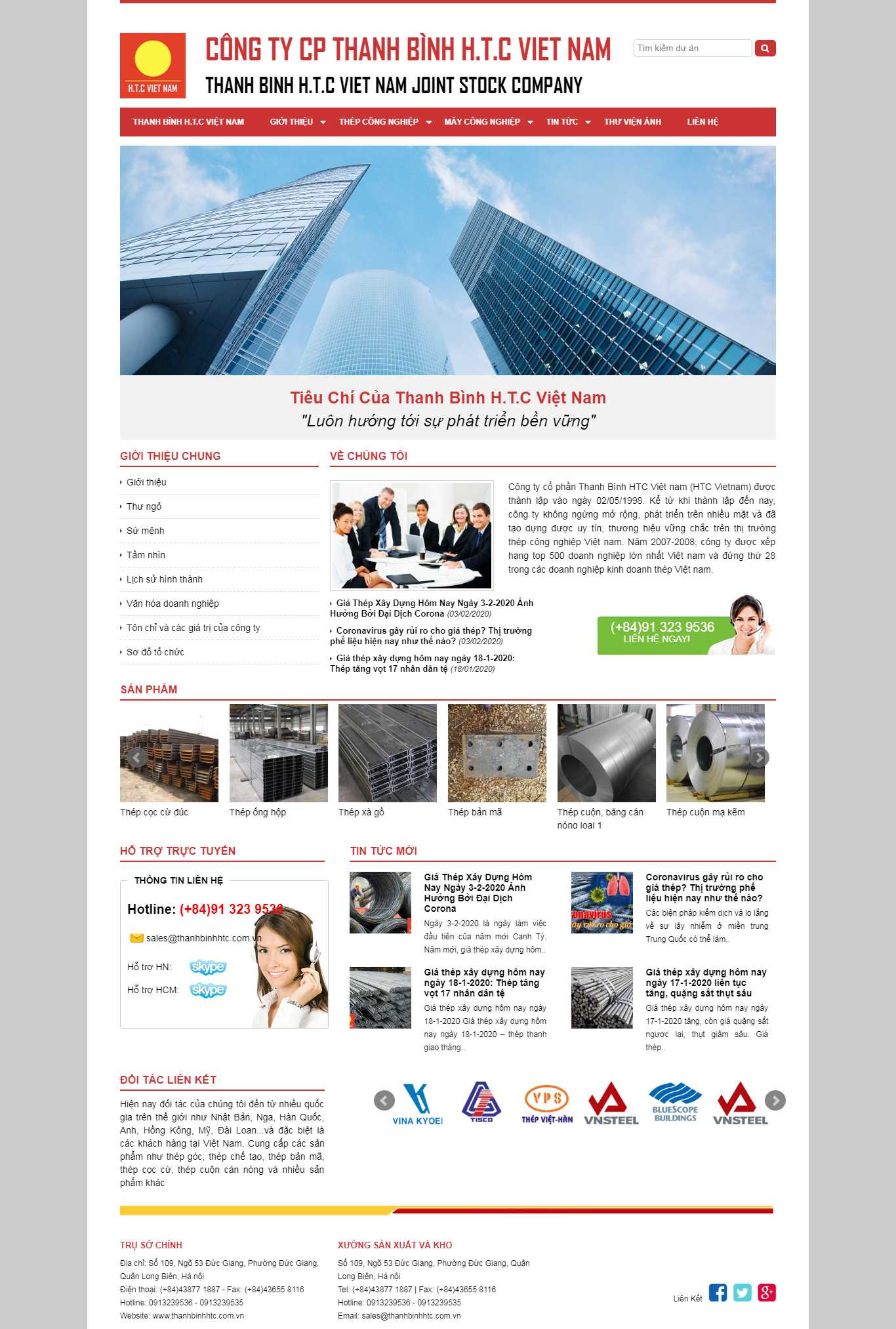 Thiết kế trang Web xí nghiệp - thanhbinhhtc.com.vn