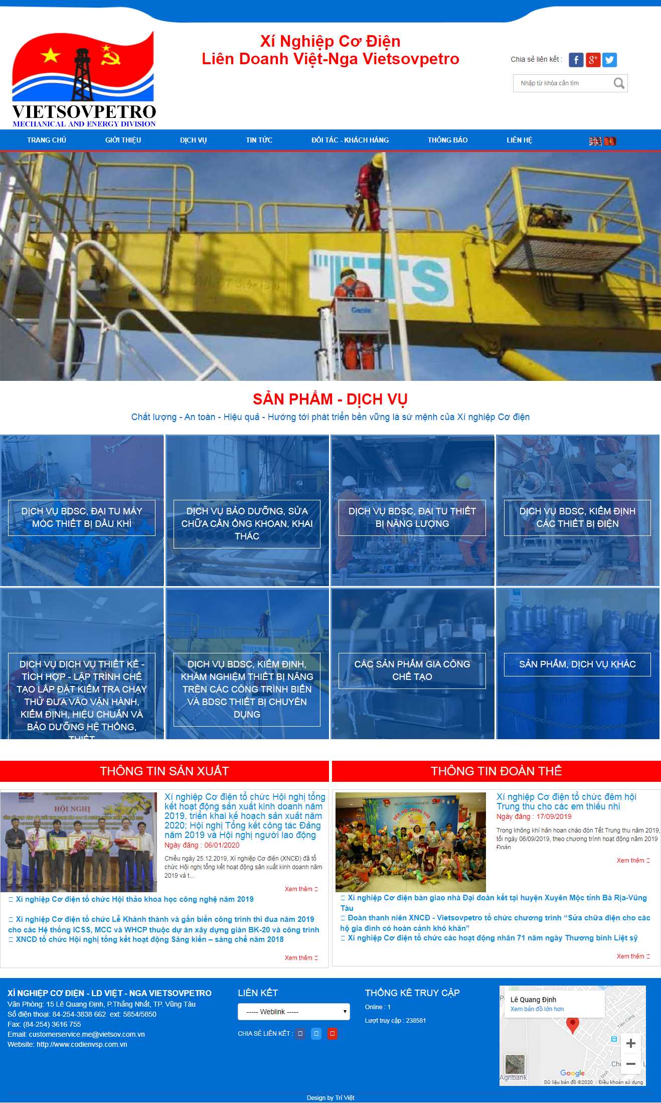 Thiết kế trang Web xí nghiệp - www.codienvsp.com.vn
