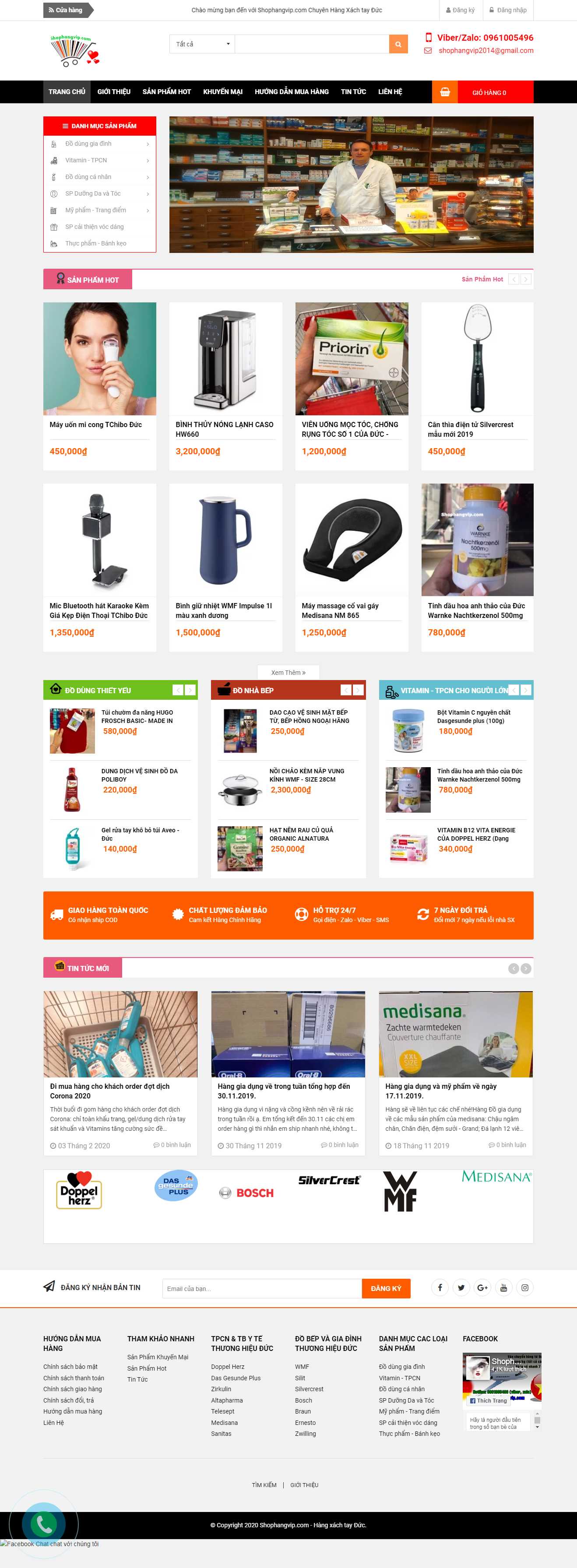 Thiết kế trang Web hàng xách tay - shophangvip.com