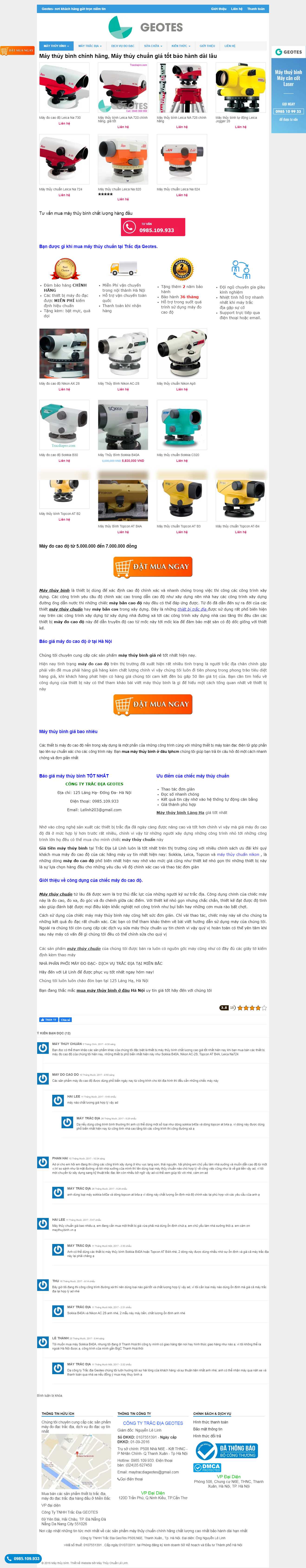 Thiết kế trang Web đồ trắc địa - maythuybinh.vn