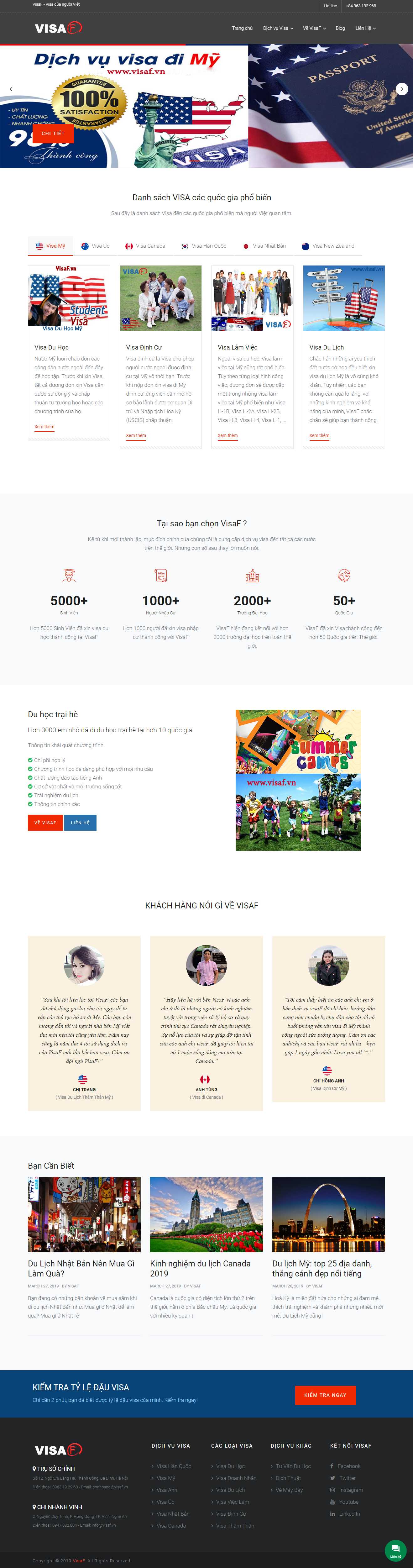 Thiết kế trang Web dịch vụ visa - visaf.vn