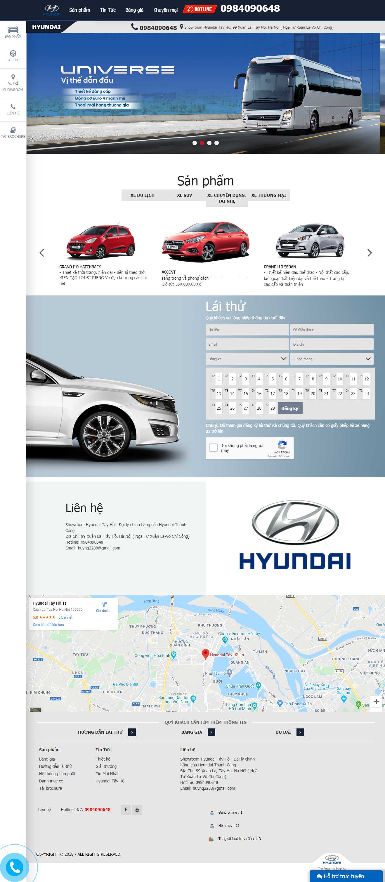 Thiết kế trang Web bán xe hơi - hyundai3s.net