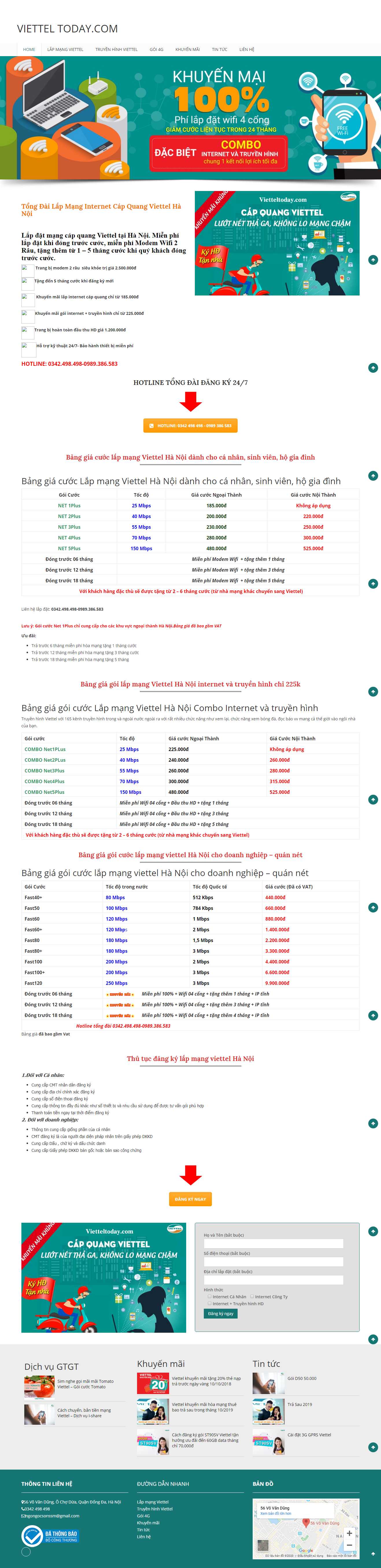 Thiết kế trang Web lắp đặt mạng internet - vietteltoday.com