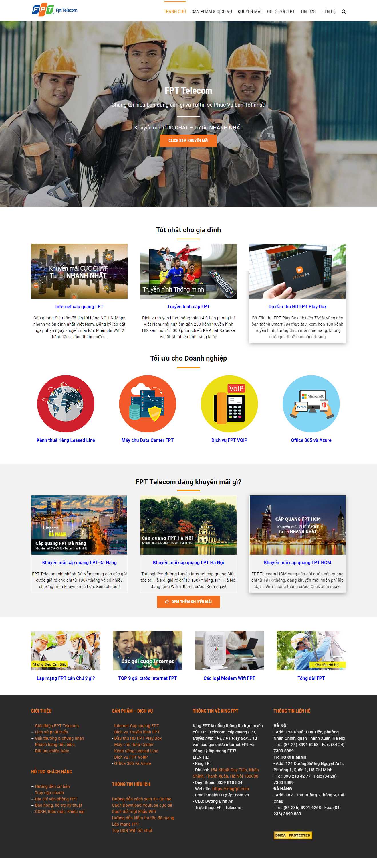 Thiết kế trang Web lắp đặt mạng internet - kingfpt.com