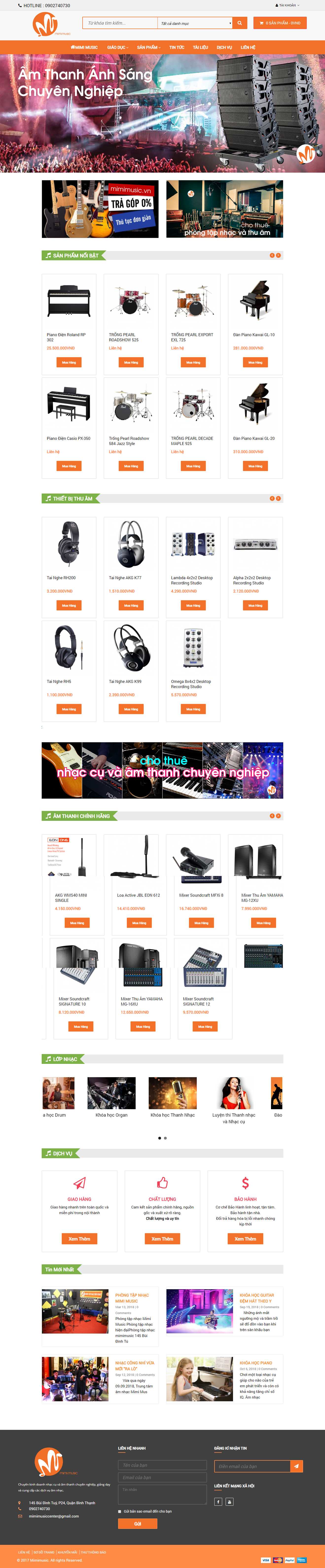 Thiết kế trang Web phòng thu âm - mimimusic.vn