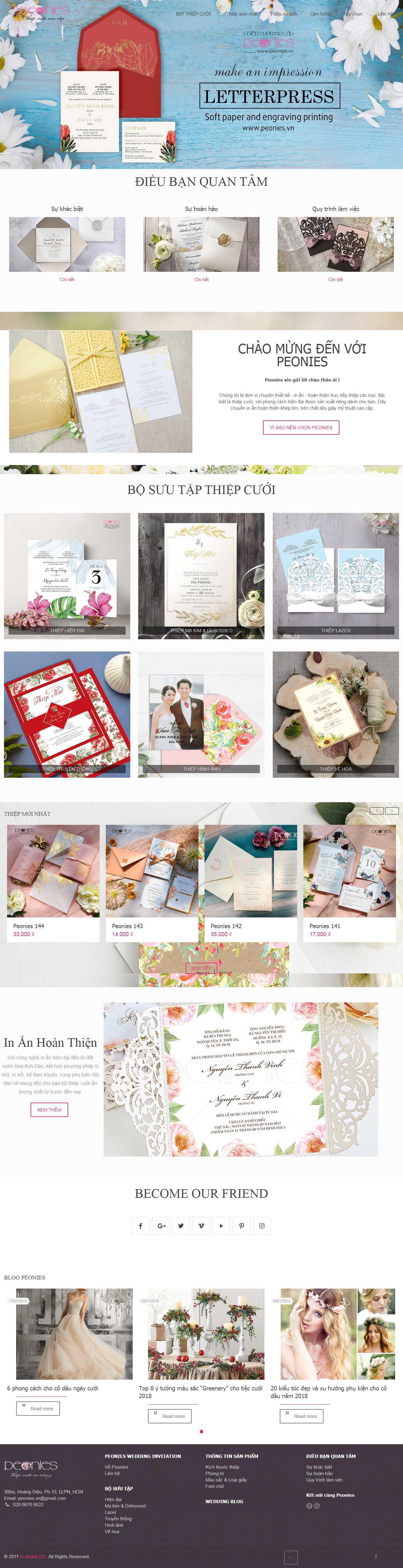 Thiết kế trang Web thiệp cưới - peonies.vn