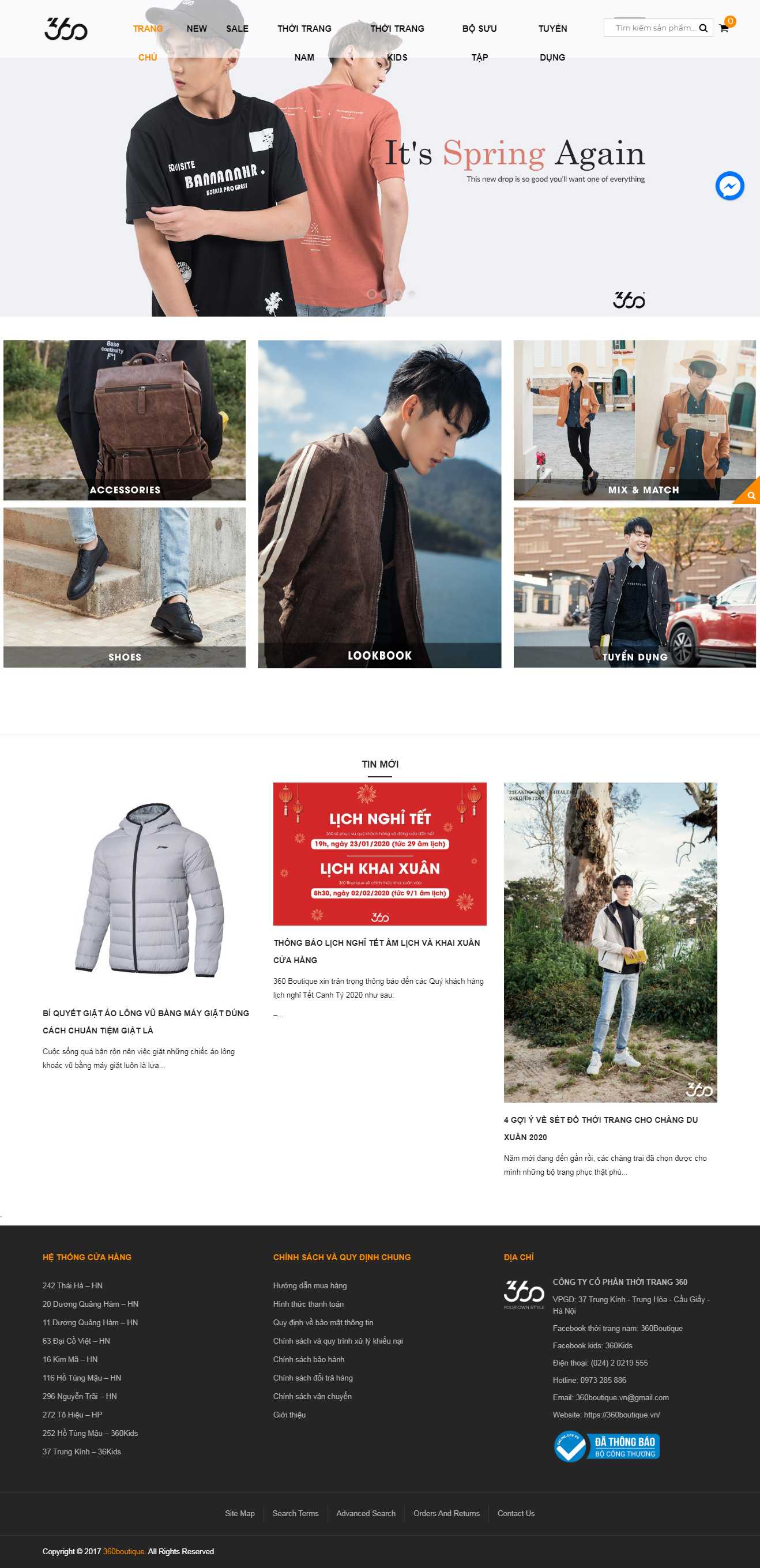 Thiết kế trang Web thời trang nam - 360boutique.vn