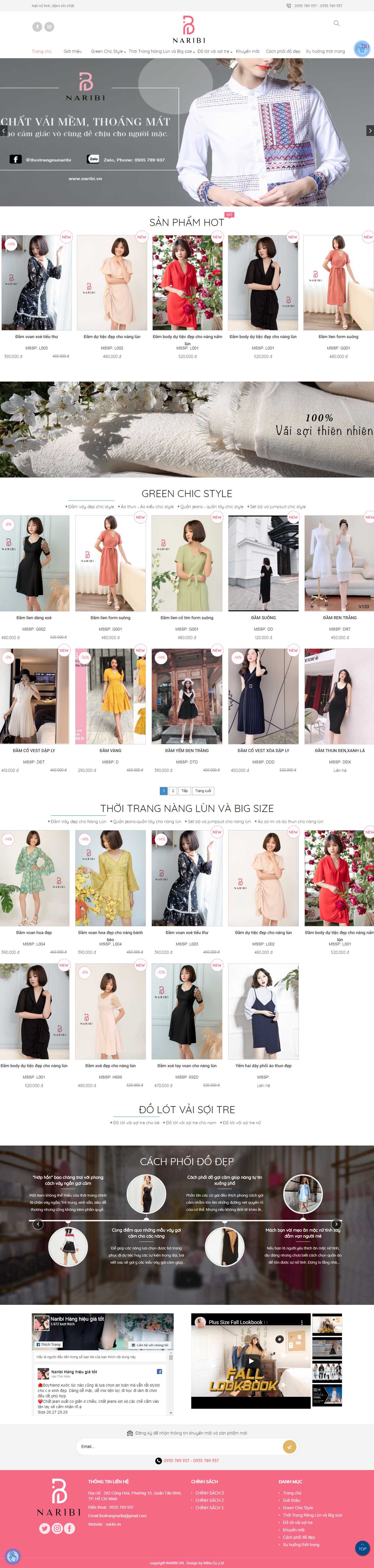 Thiết kế trang Web thời trang nữ - naribi.vn