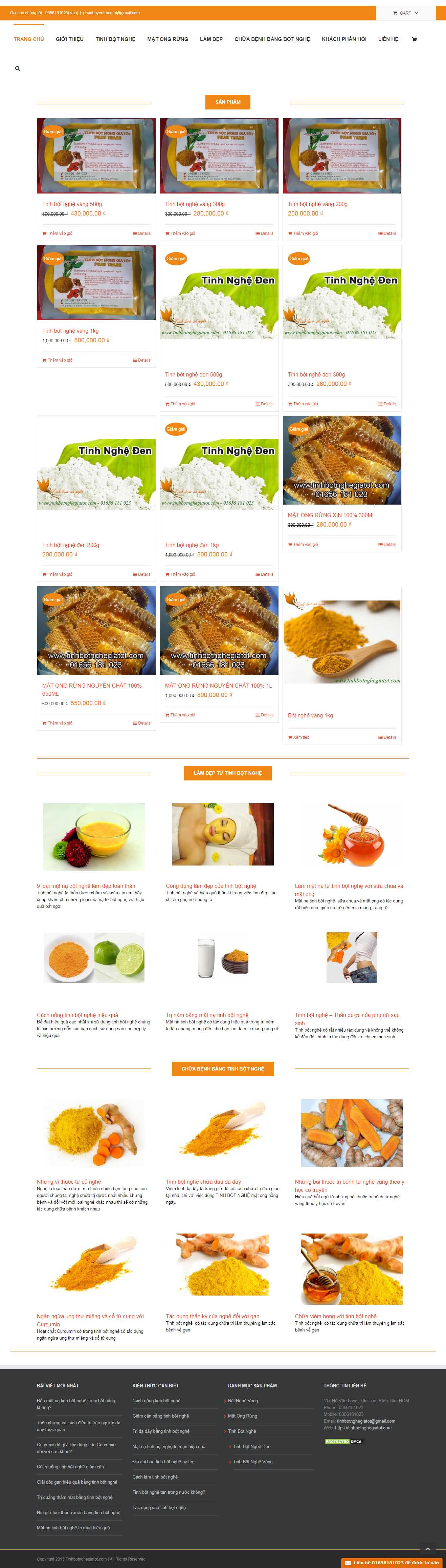 Thiết kế trang Web tinh bột nghệ - tinhbotnghegiatot.com