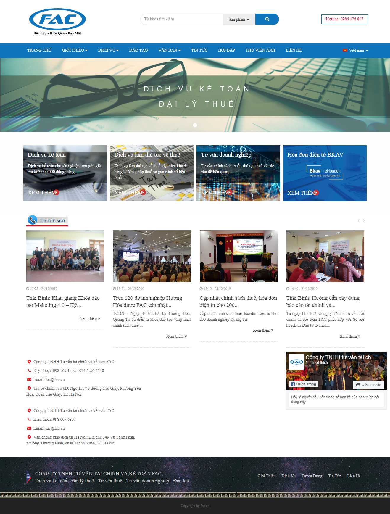 Thiết kế trang Web công ty kế toán - fac.vn