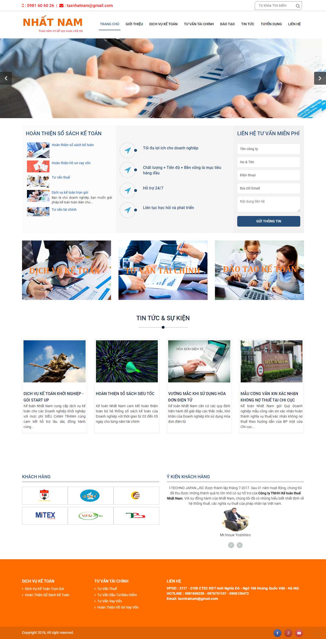 Thiết kế trang Web công ty kế toán - ketoannhatnam.com