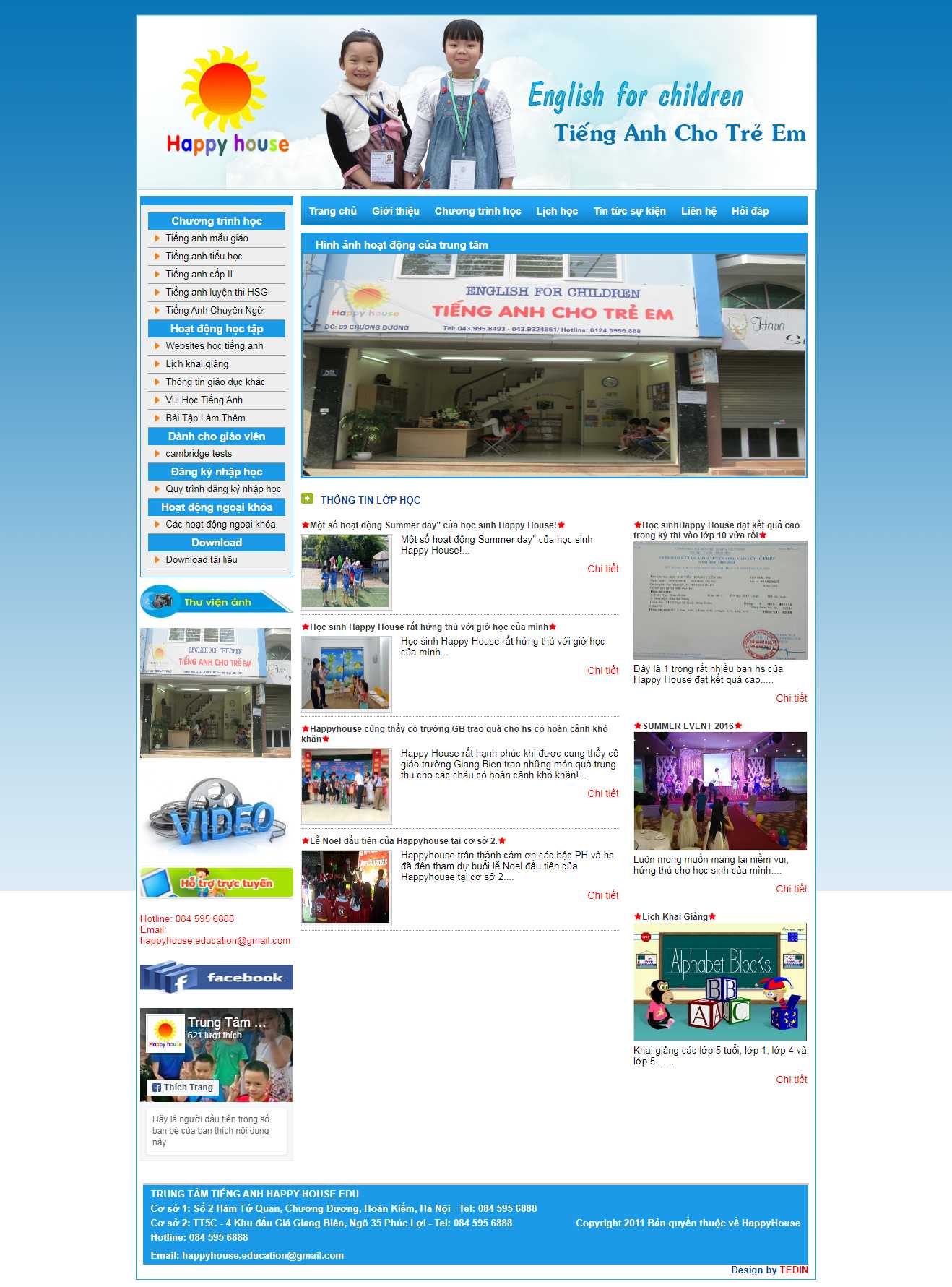 Thiết kế trang Web trung tâm anh ngữ - happyhouseschool.edu.vn
