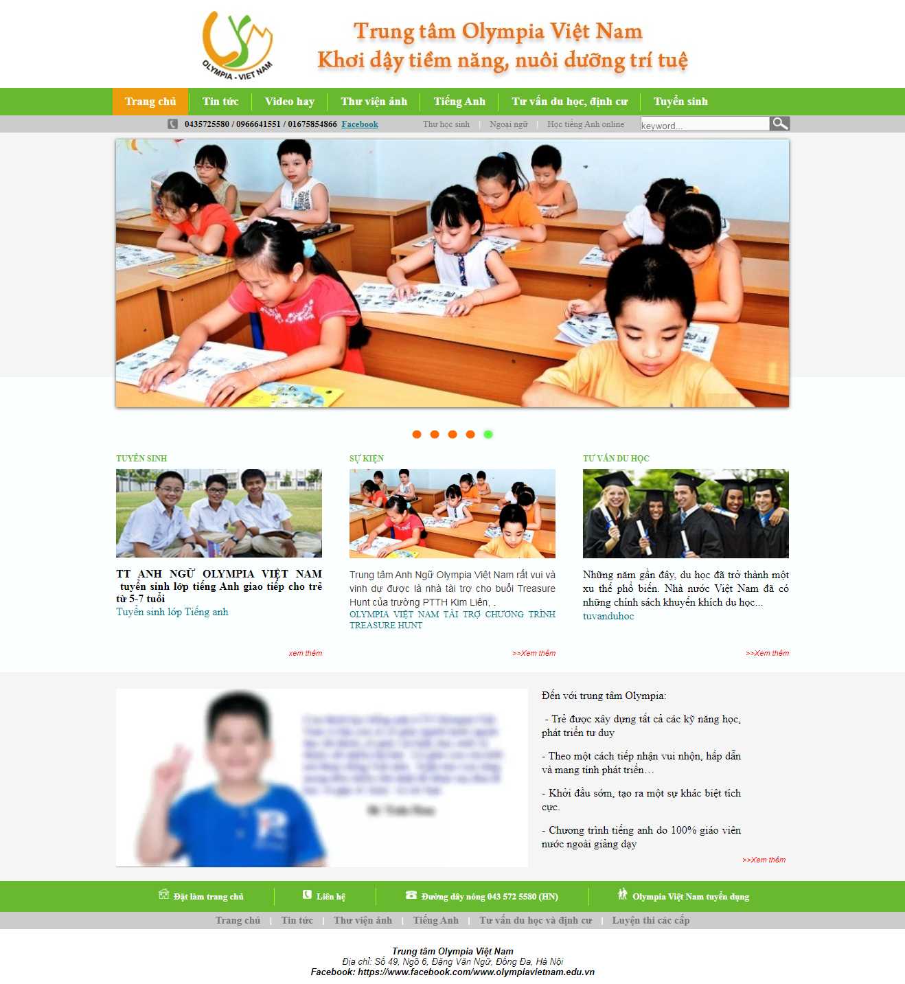 Thiết kế trang Web trung tâm anh ngữ - olympiavietnam.edu.vn