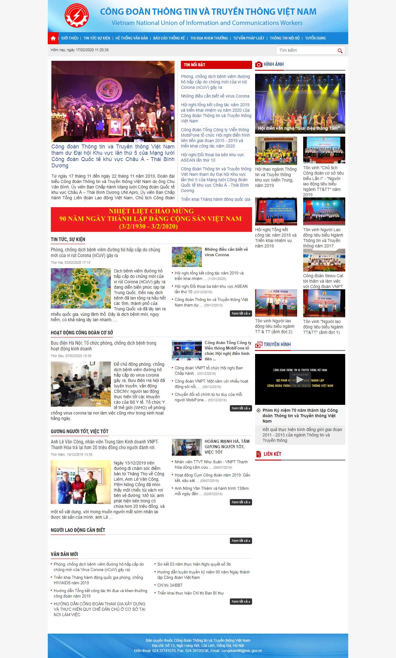Thiết kế trang Web cơ quan đoàn thể - congdoantttt.org.vn