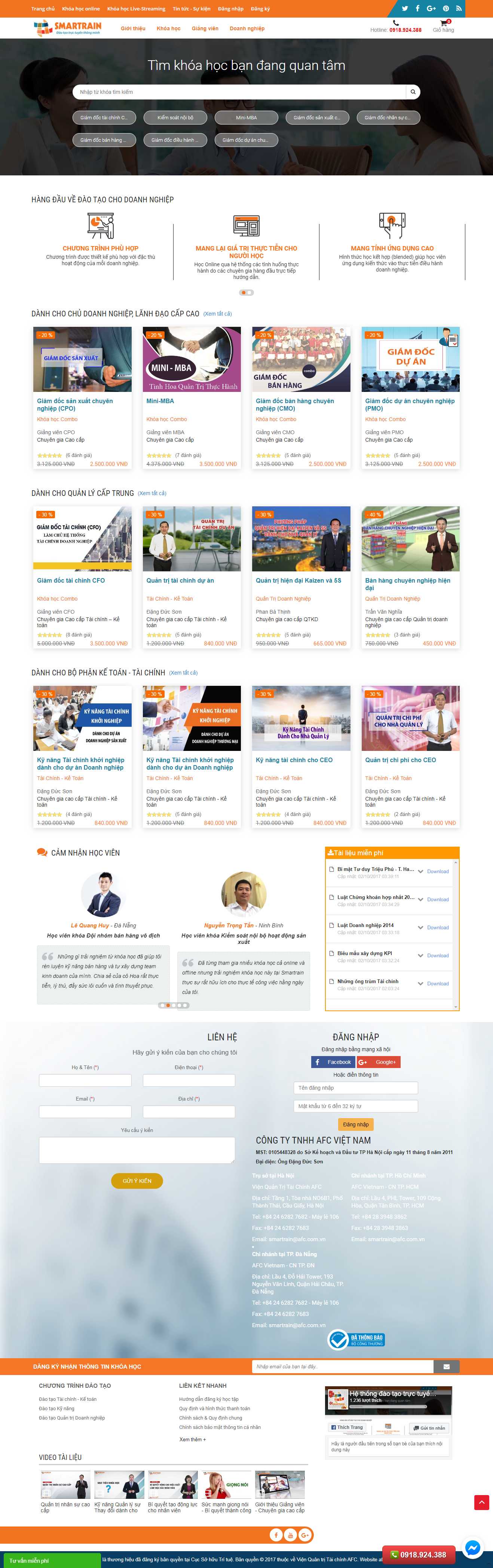 Thiết kế trang Web khóa học online - smartrain.vn
