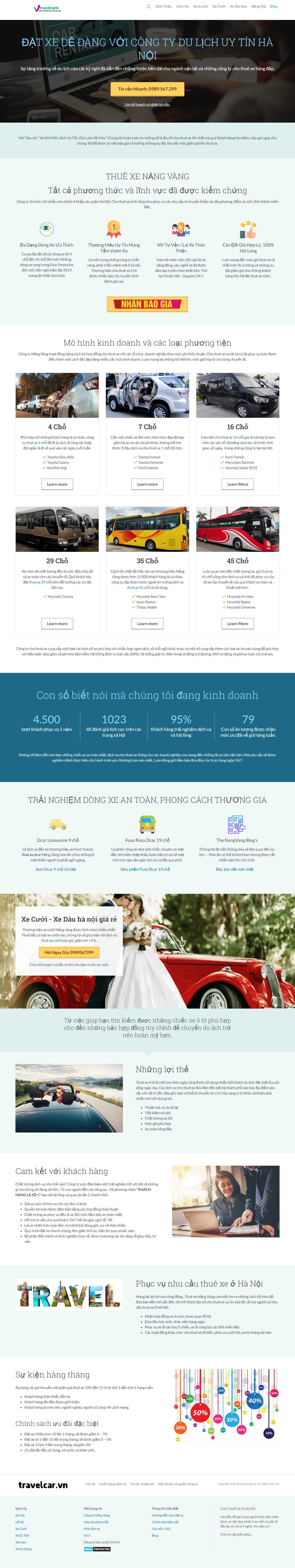 Thiết kế trang Web thuê xe du lịch - travelcar.vn