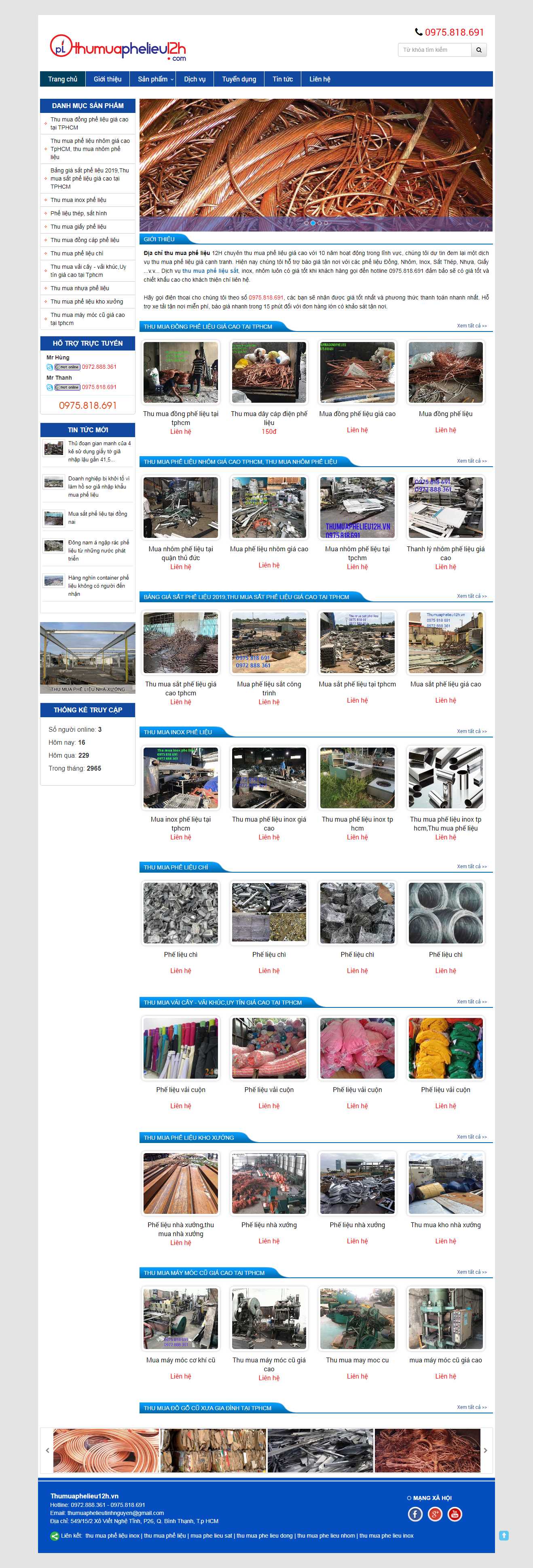 Thiết kế trang Web kinh doanh phế liệu - thumuaphelieu12h.vn
