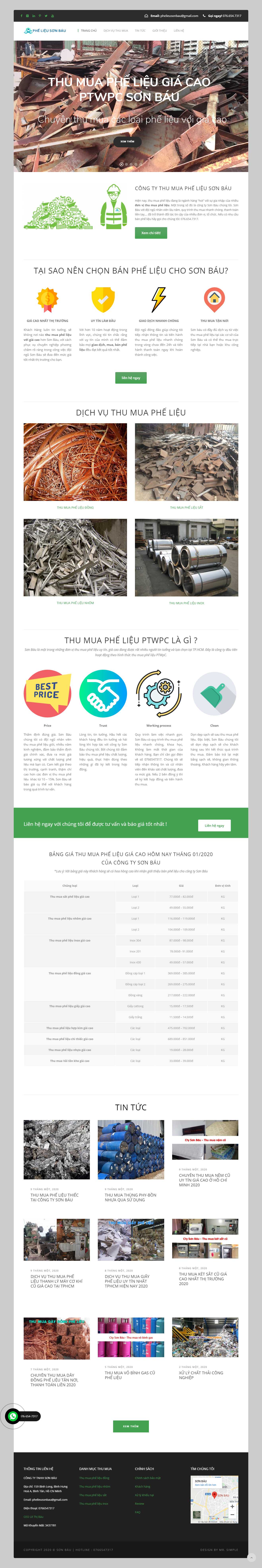 Thiết kế trang Web kinh doanh phế liệu - sonbau.com