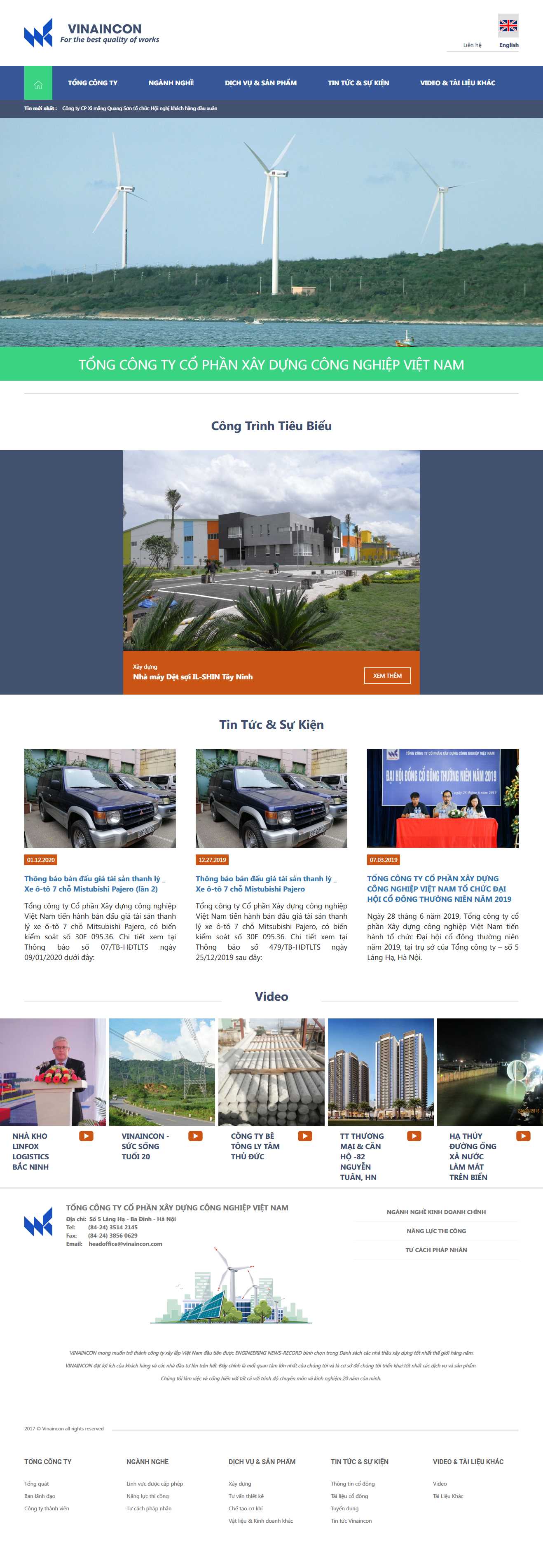 Thiết kế trang Web công ty xây dựng - www.vinaincon.com.vn
