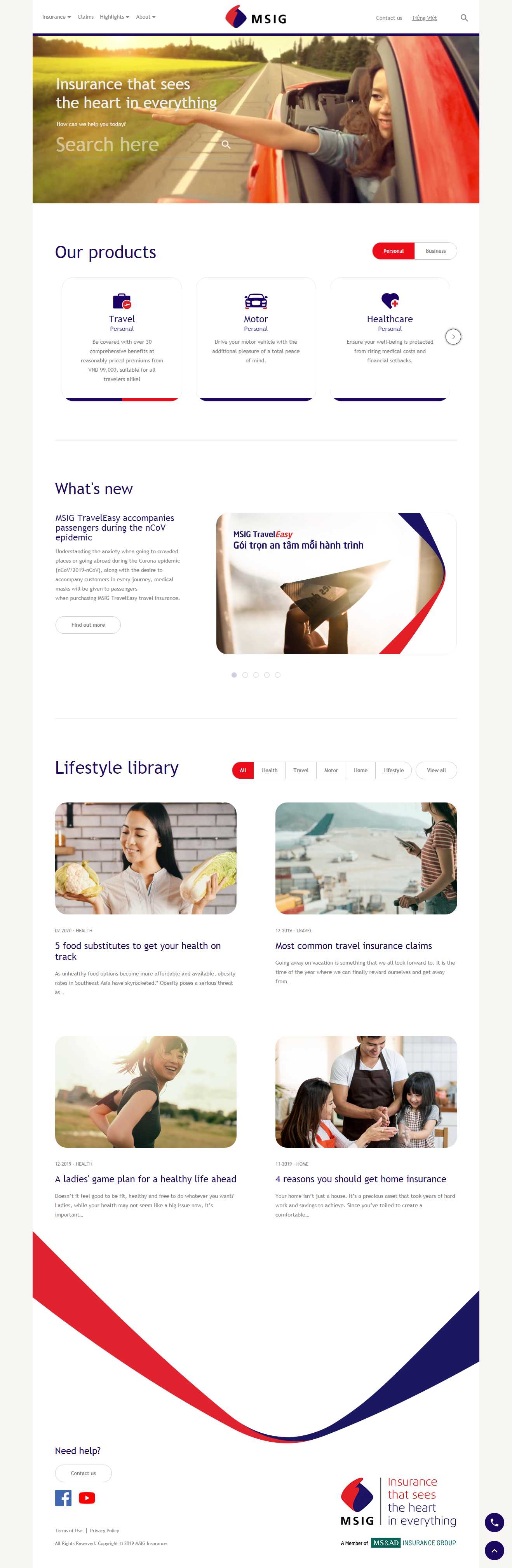Thiết kế trang Web công ty bảo hiểm - www.msig.com.vn