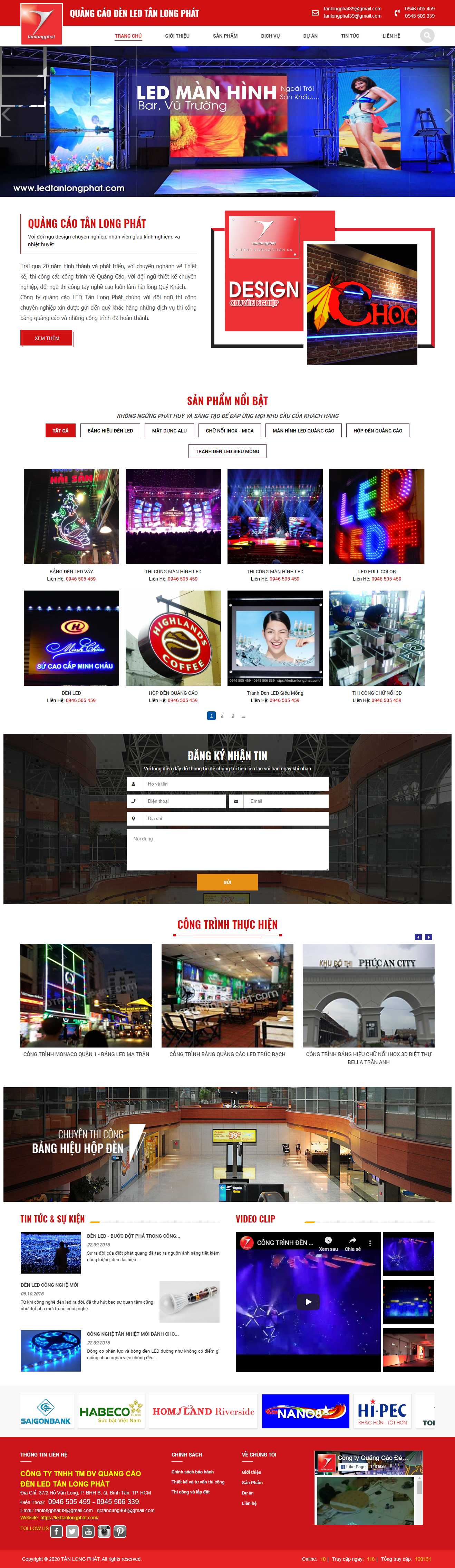 Thiết kế trang Web quảng cáo đèn led - ledtanlongphat.com