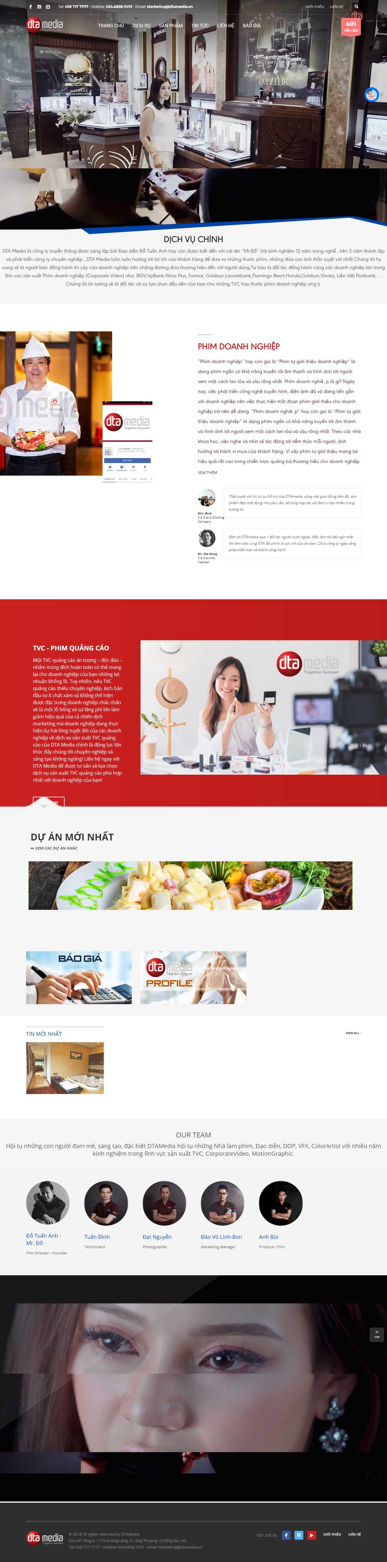 Thiết kế trang Web quảng cáo tvc - dtamedia.vn