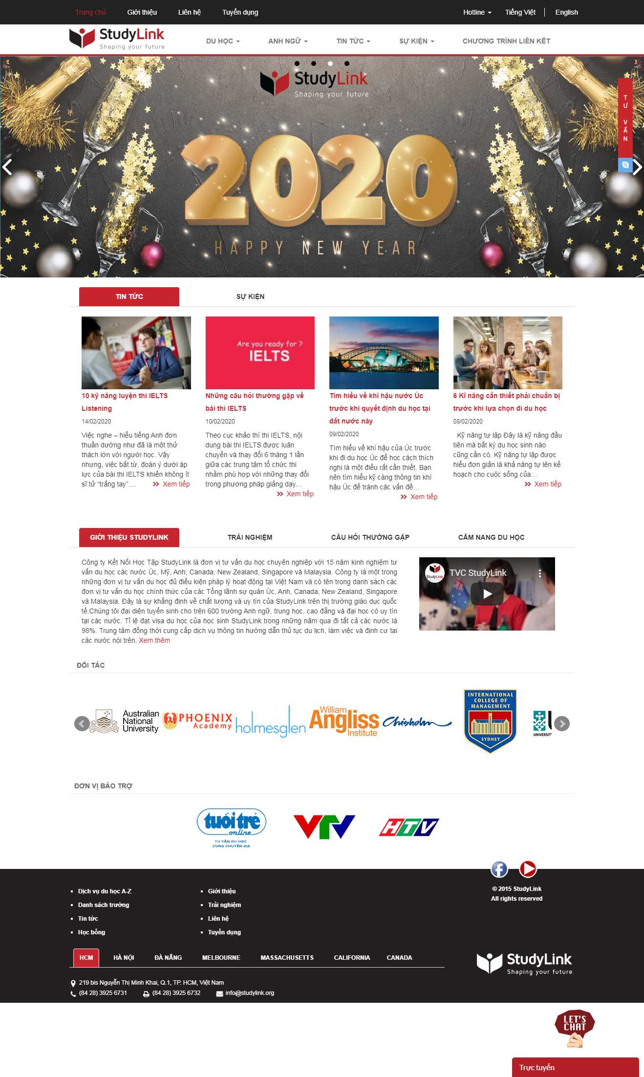 Thiết kế trang Web tư vấn du học - studylink.org