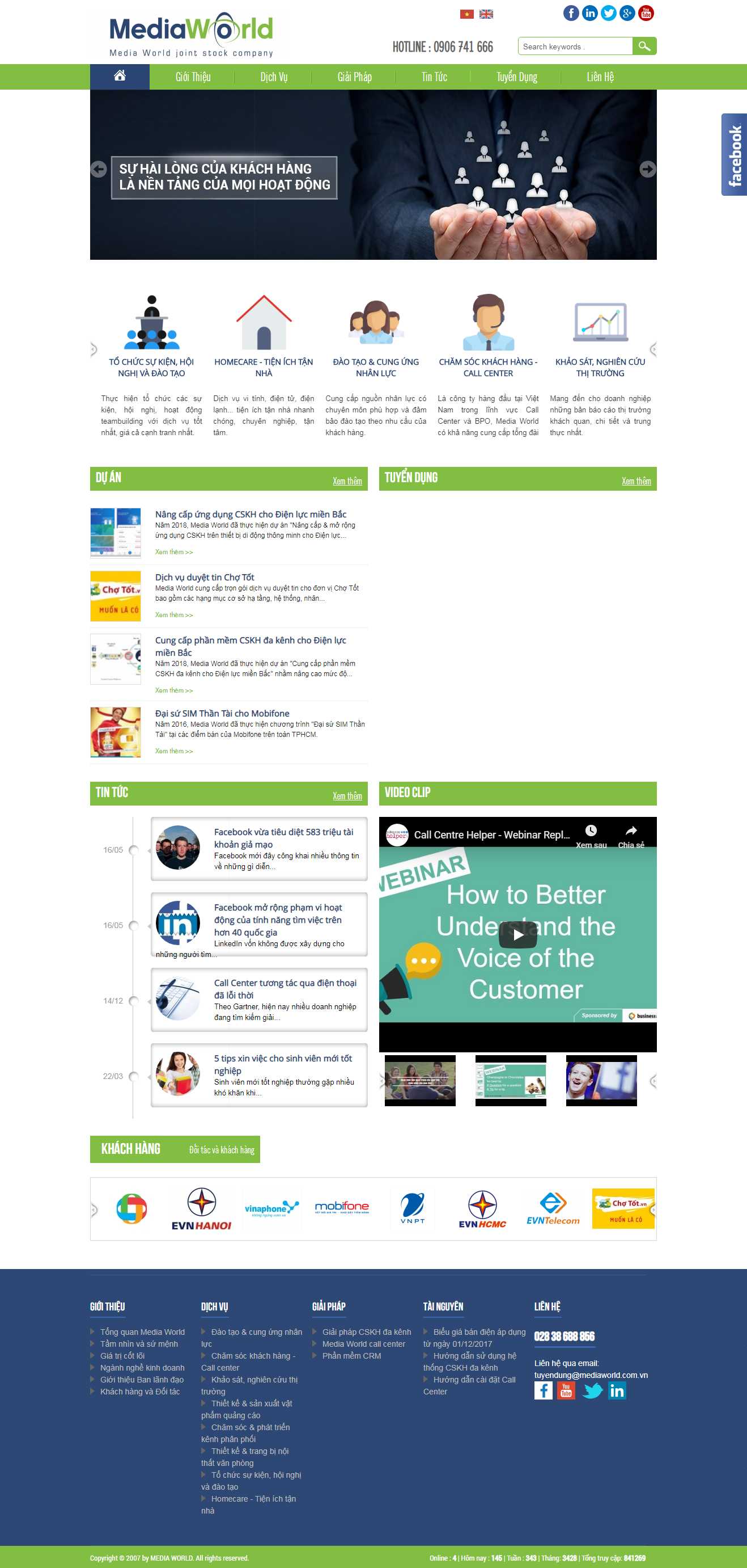 Thiết kế trang Web công ty truyền thông - mediaworld.com.vn