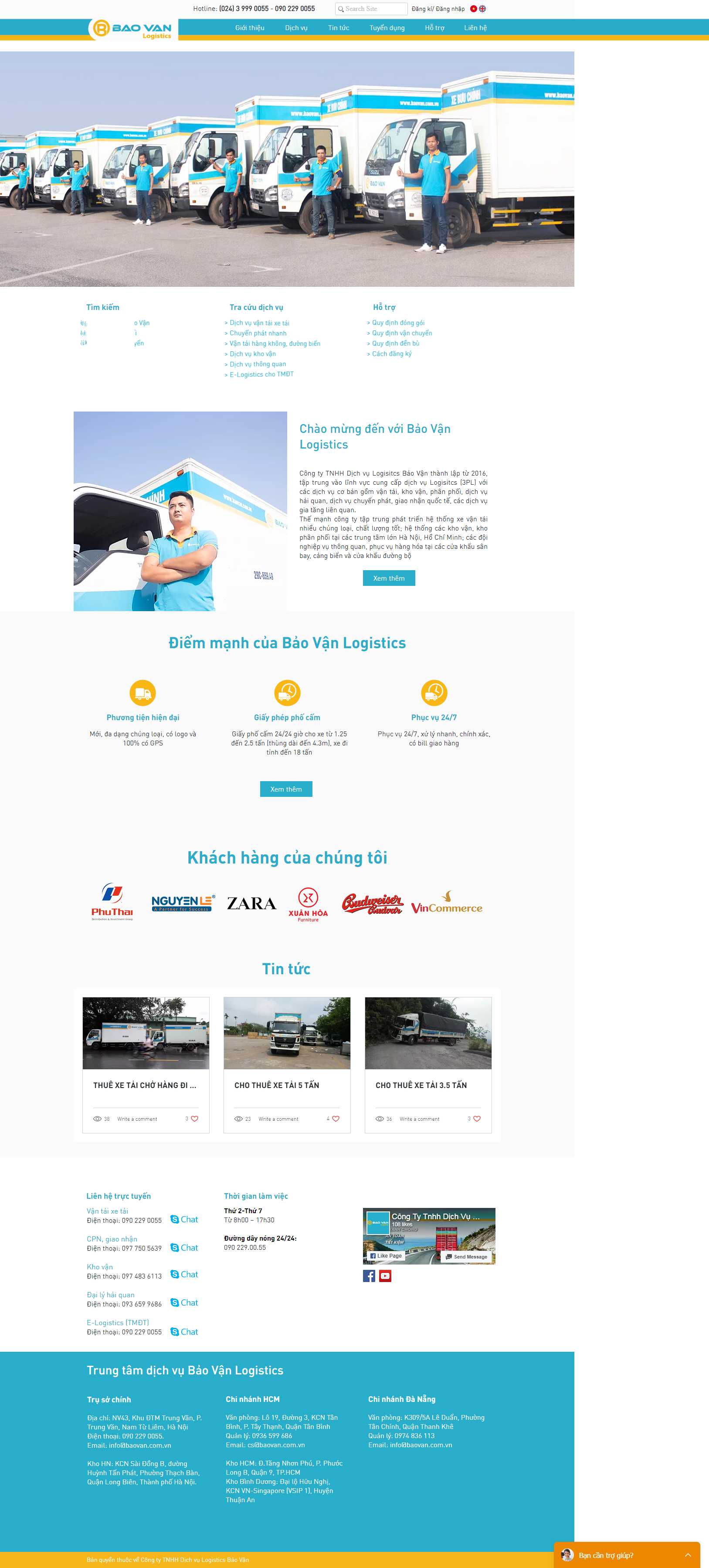 Thiết kế trang Web vận chuyển logistic - www.baovan.com.vn