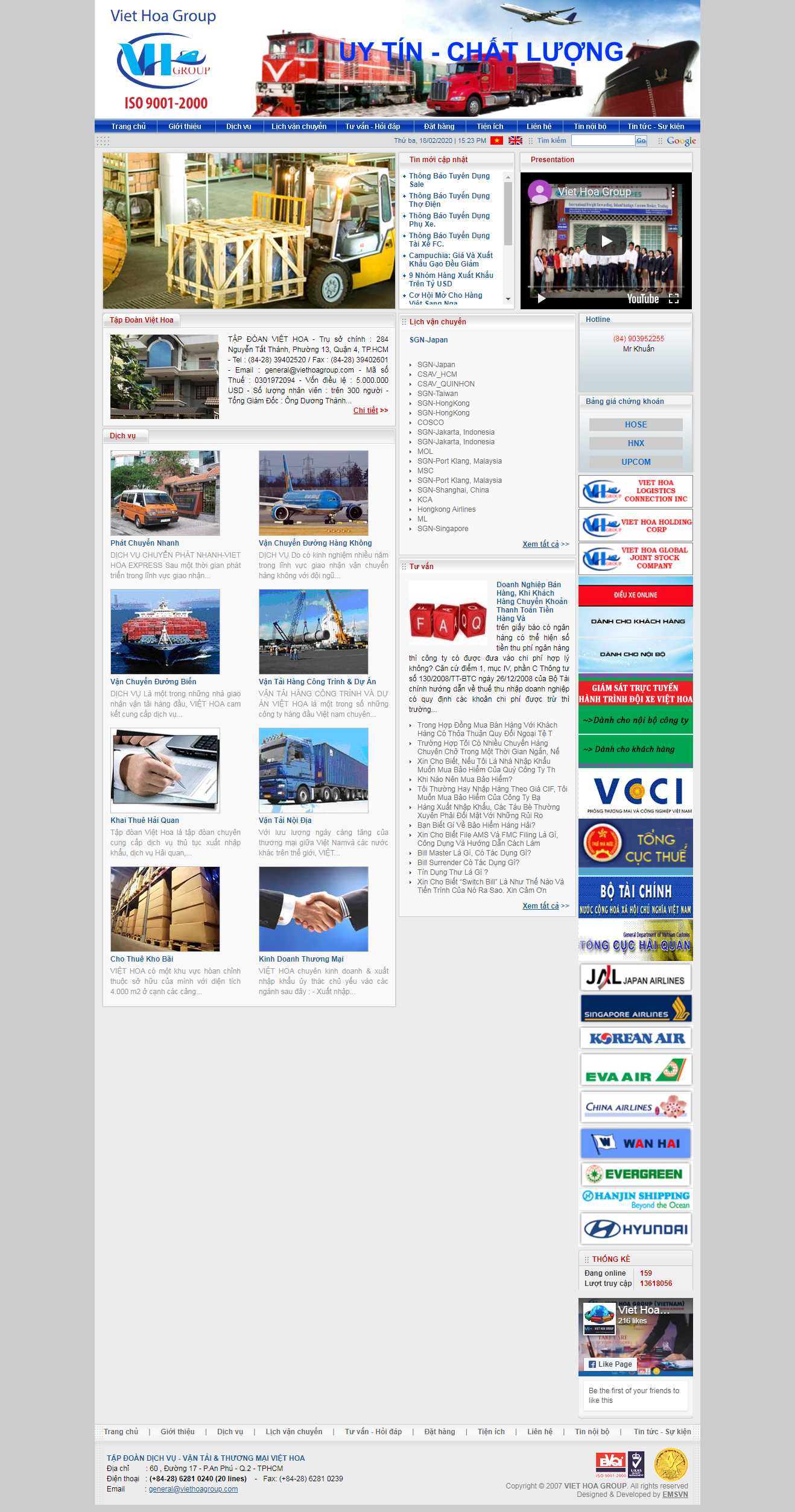 Thiết kế trang Web vận chuyển logistic - www.viethoagroup.com