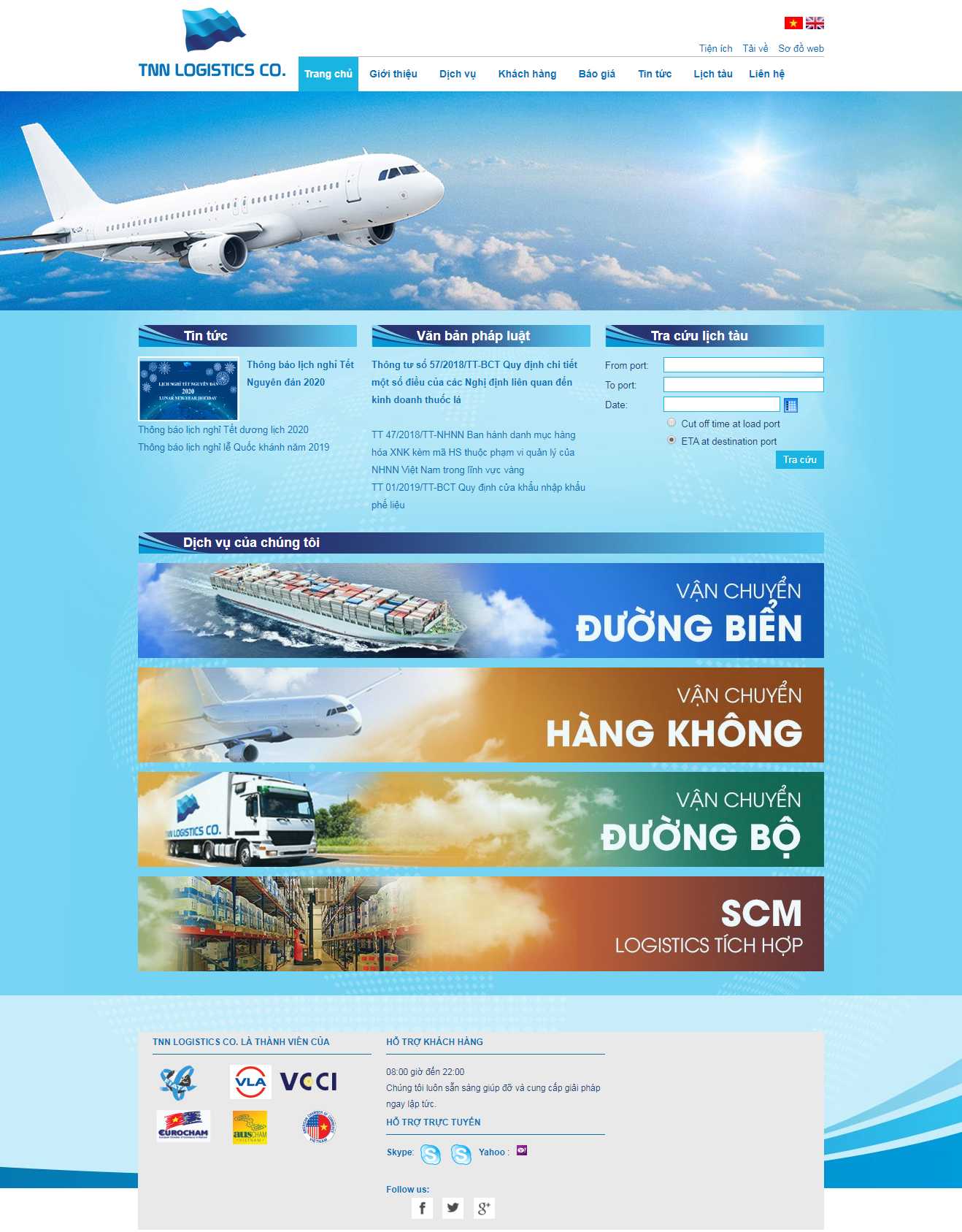Thiết kế trang Web vận chuyển logistic - tnnlogistics.com.vn
