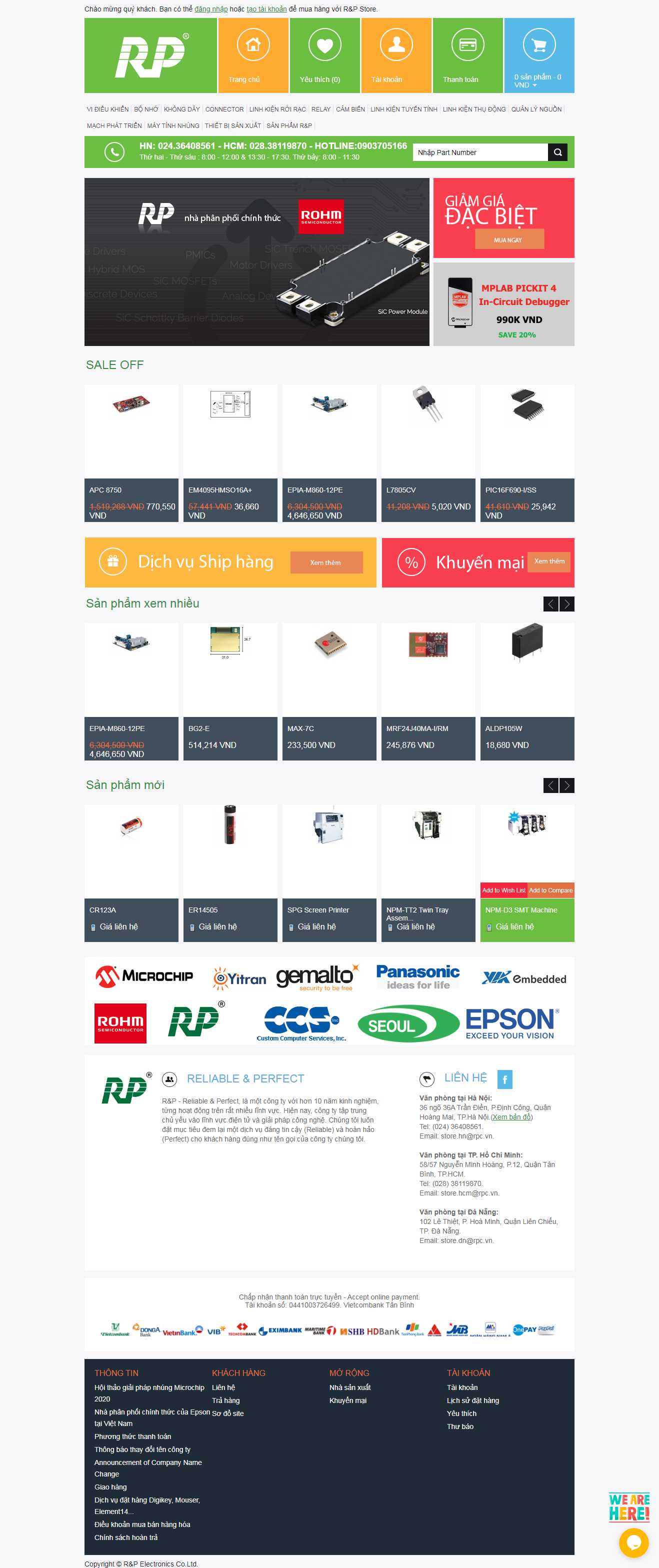 Thiết kế trang Web linh kiện điện tử - store.rpc.vn