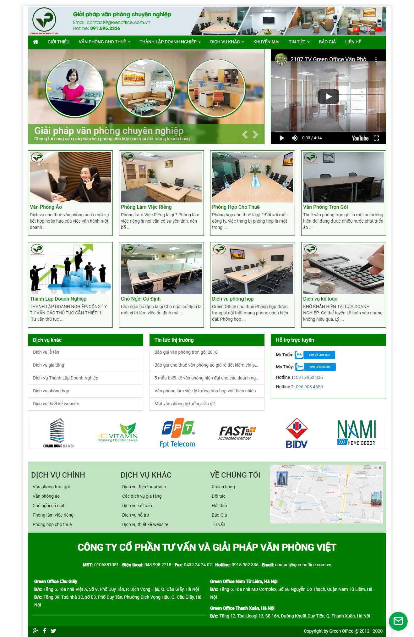 Thiết kế trang Web văn phòng ảo - greenoffice.com.vn