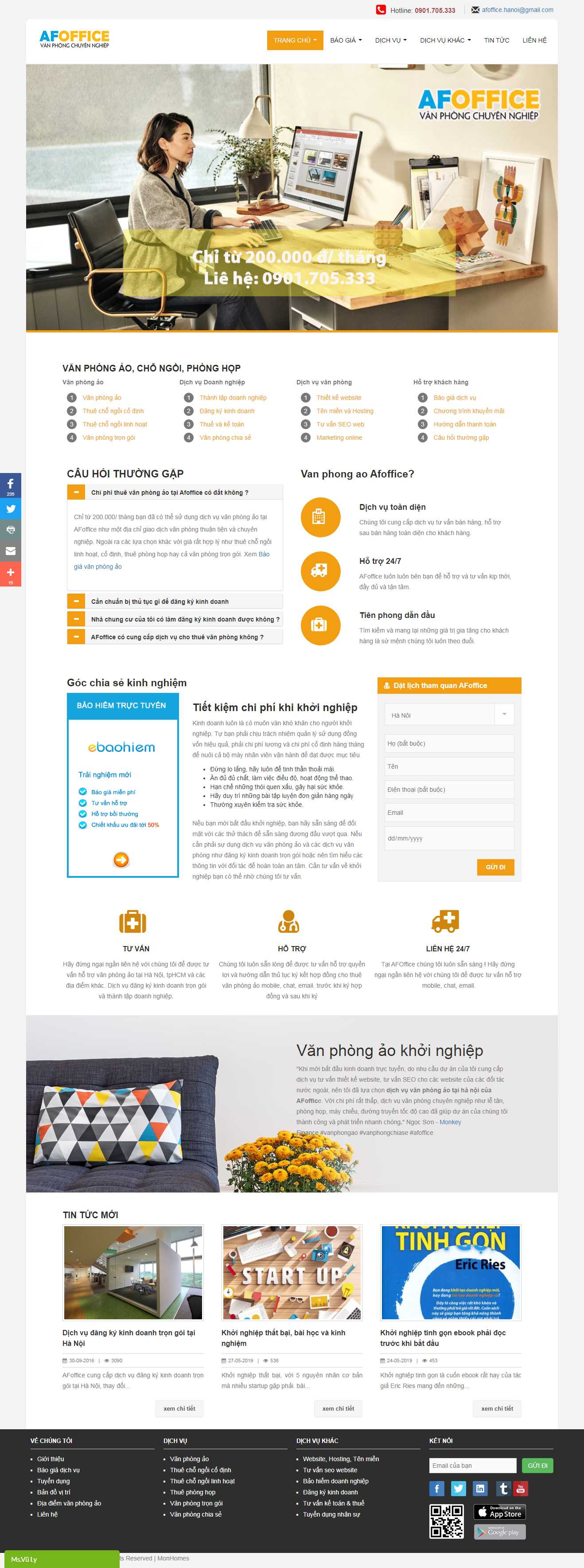 Thiết kế trang Web văn phòng ảo - afoffice.vn