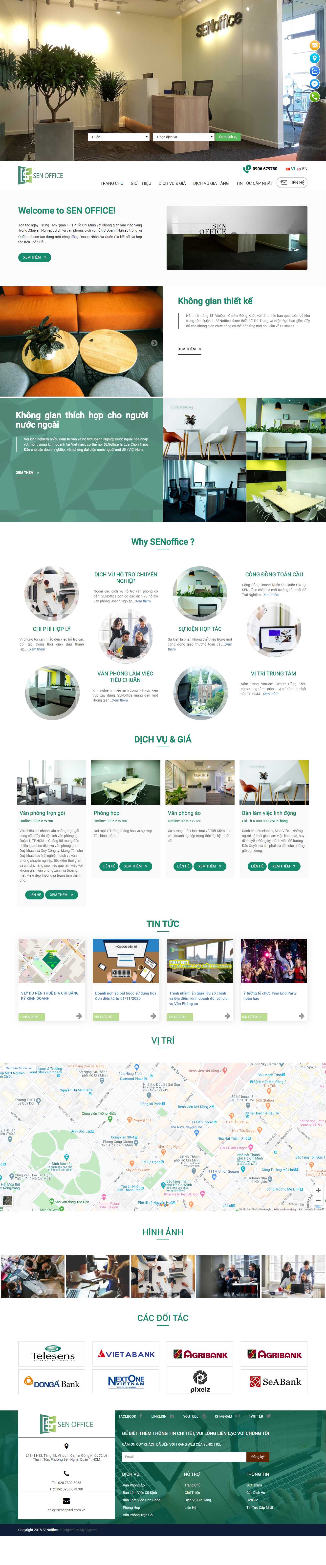Thiết kế trang Web văn phòng ảo - senoffice.com.vn