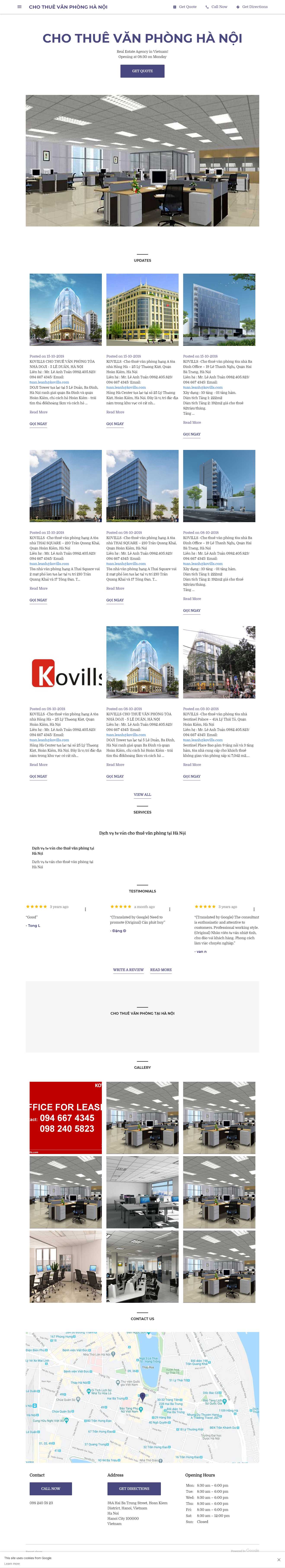Thiết kế trang Web cho thuê văn phòng - kovills.business.site