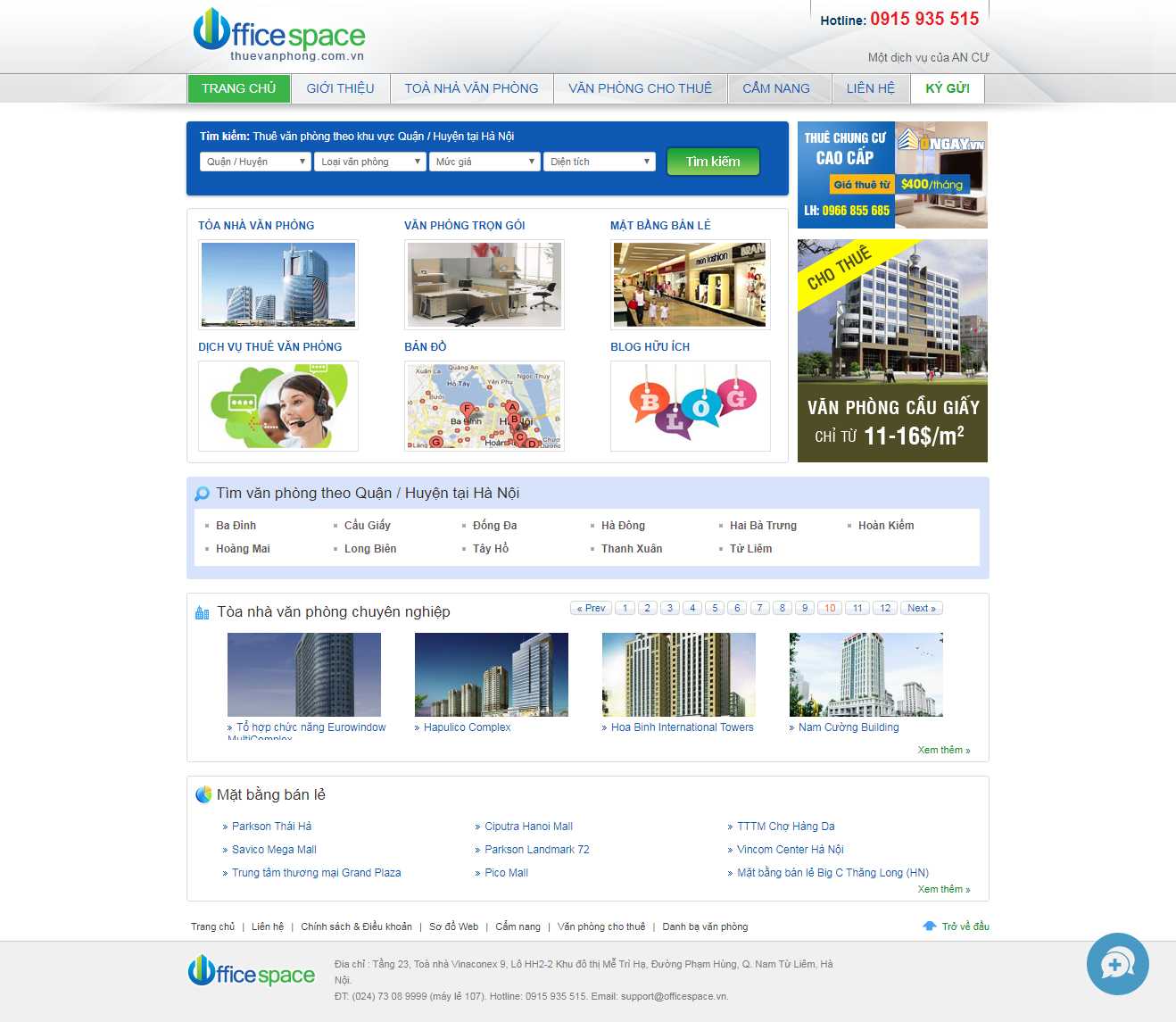 Thiết kế trang Web cho thuê văn phòng - thuevanphong.com.vn