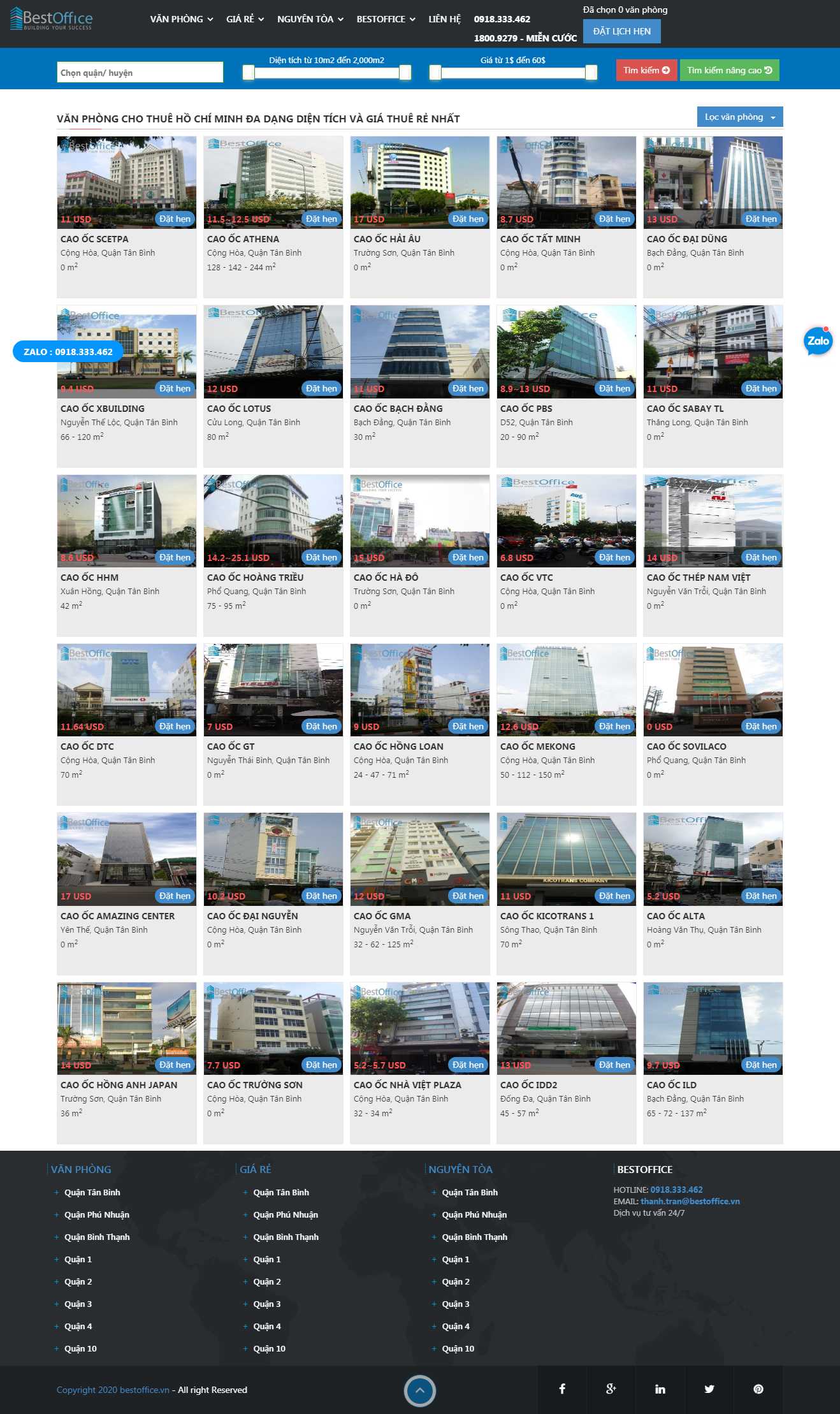Thiết kế trang Web cho thuê văn phòng - bestoffice.vn