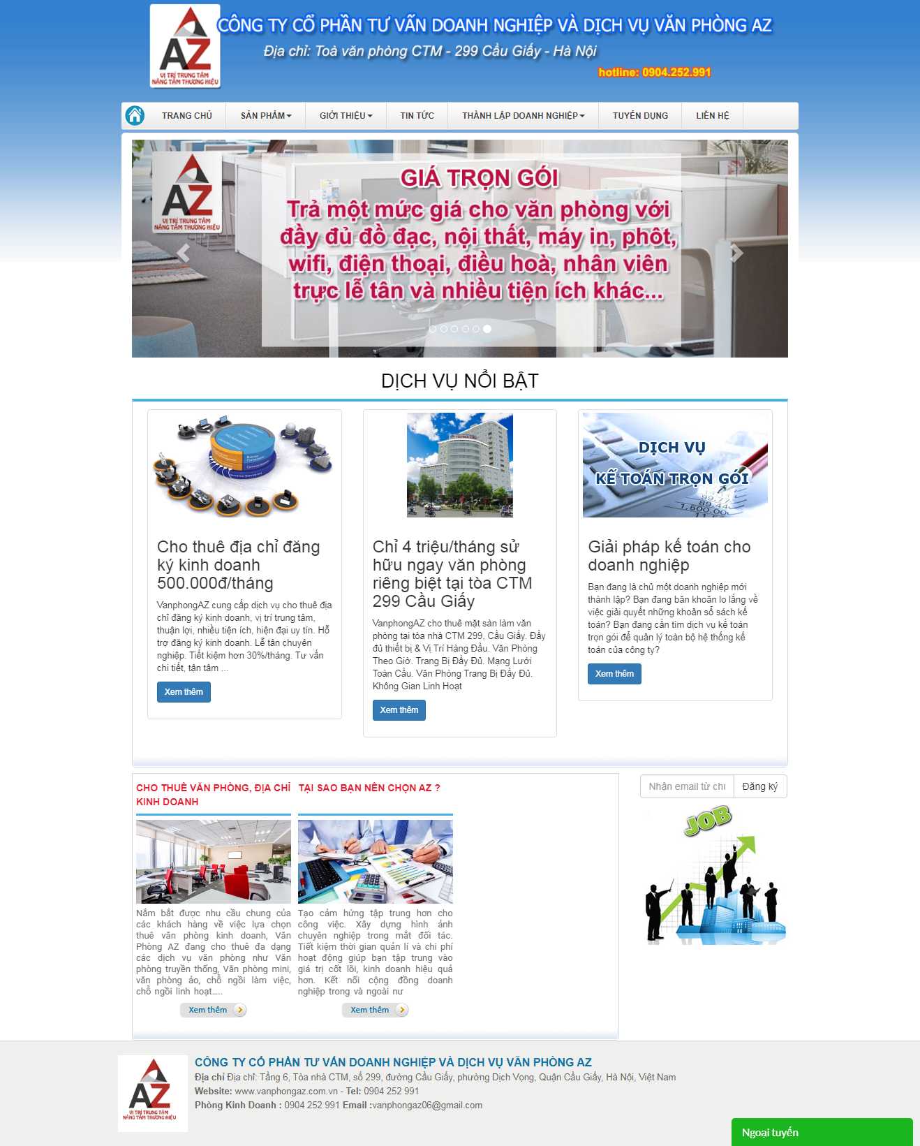 Thiết kế trang Web cho thuê văn phòng - vanphongaz.com.vn