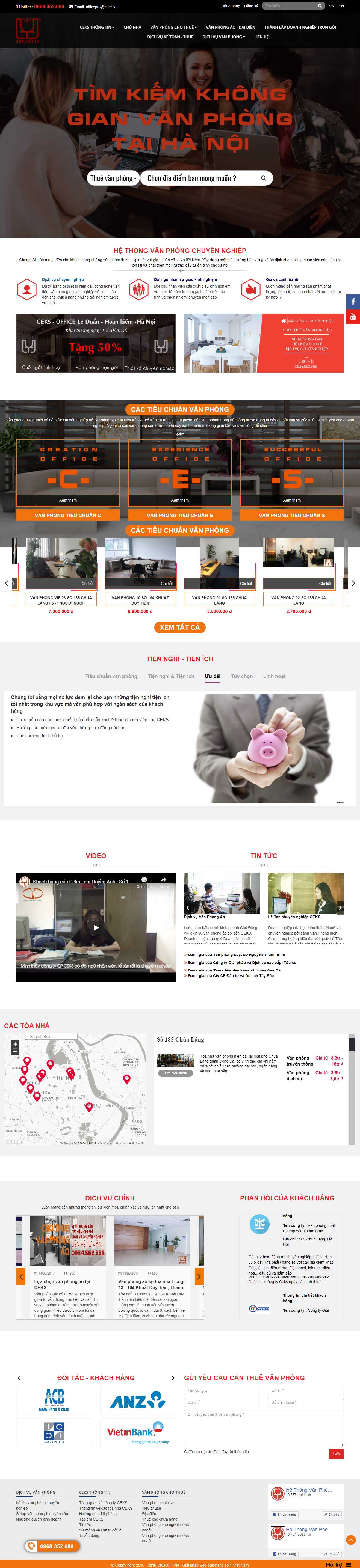 Thiết kế trang Web cho thuê văn phòng - vanphongchuyennghiep.vn