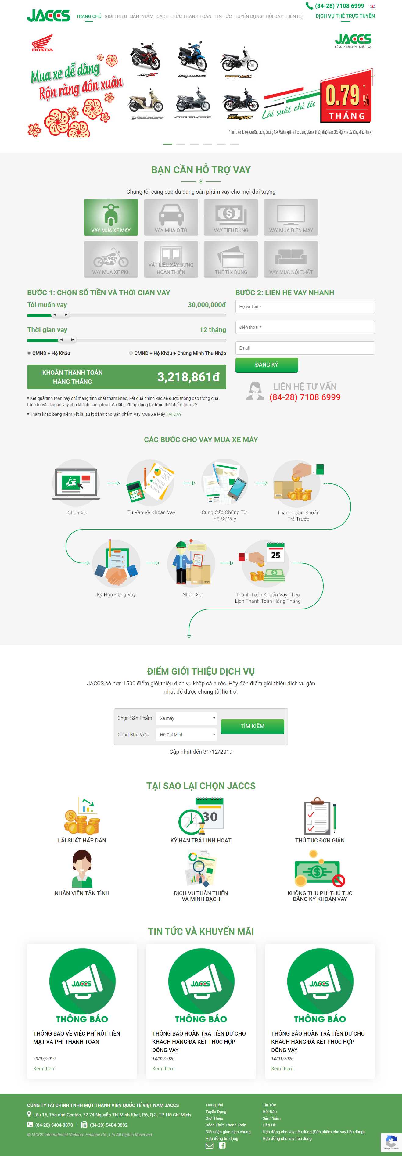 Thiết kế trang Web công ty tài chính - jaccs.com.vn